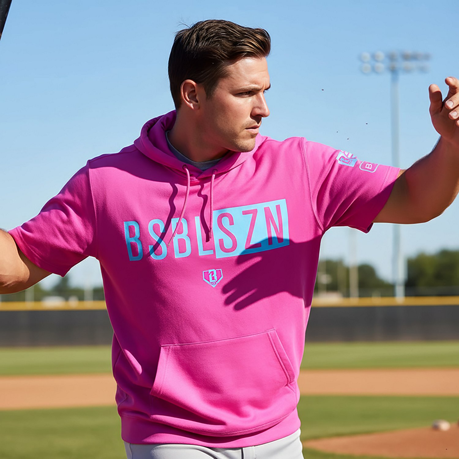 Baseball Lifestyle 101 Adults' BSBL-SZN V2 Short Sleeve Hoodie - view number 3