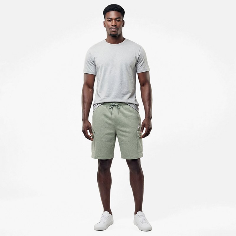 Nike Mens Club Cargo Shorts - - Dark Grey Heather / White / Light Smoke Grey Size XXL