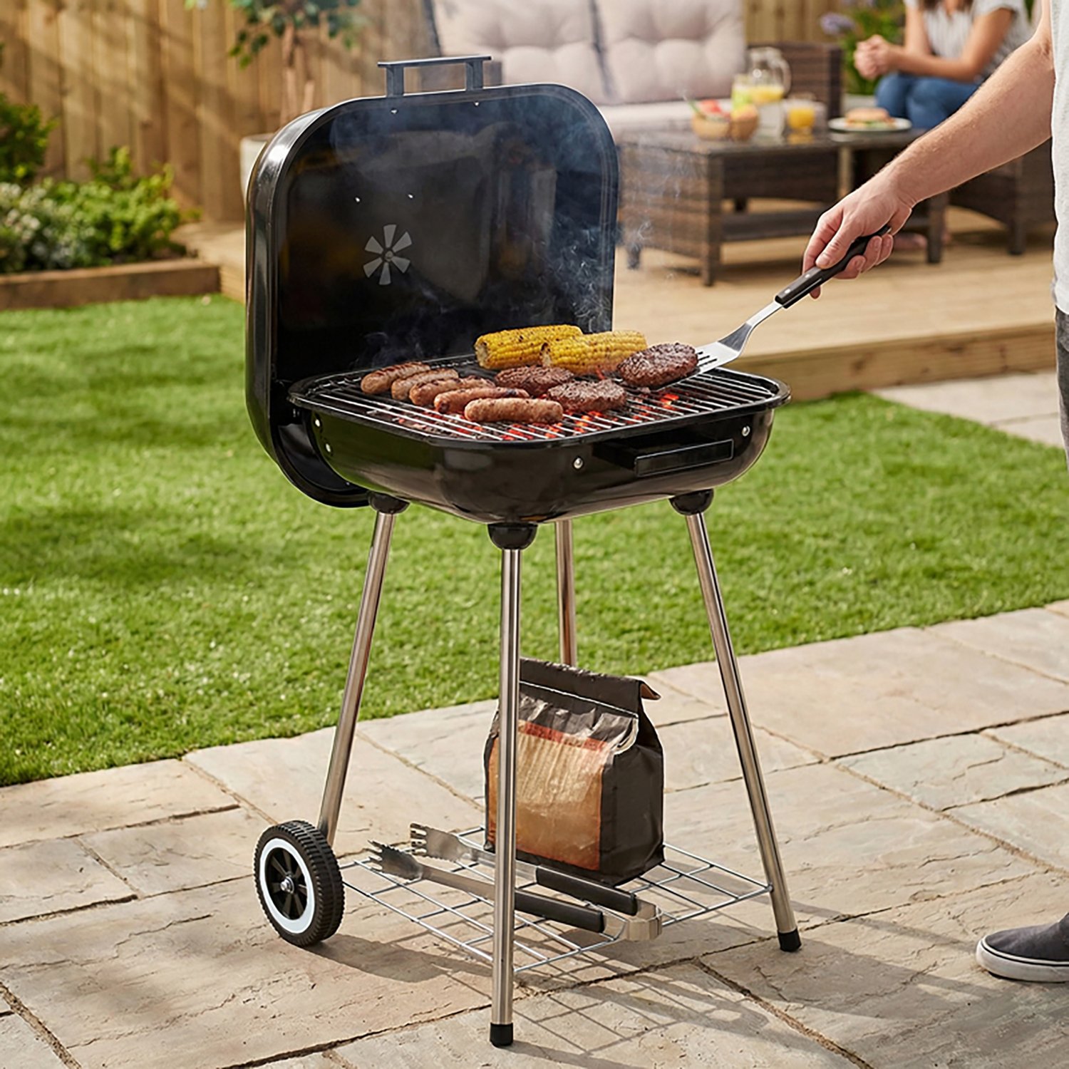 Master Cook 18 in Portable Charcoal Square Grill with Wheels - view number 7
