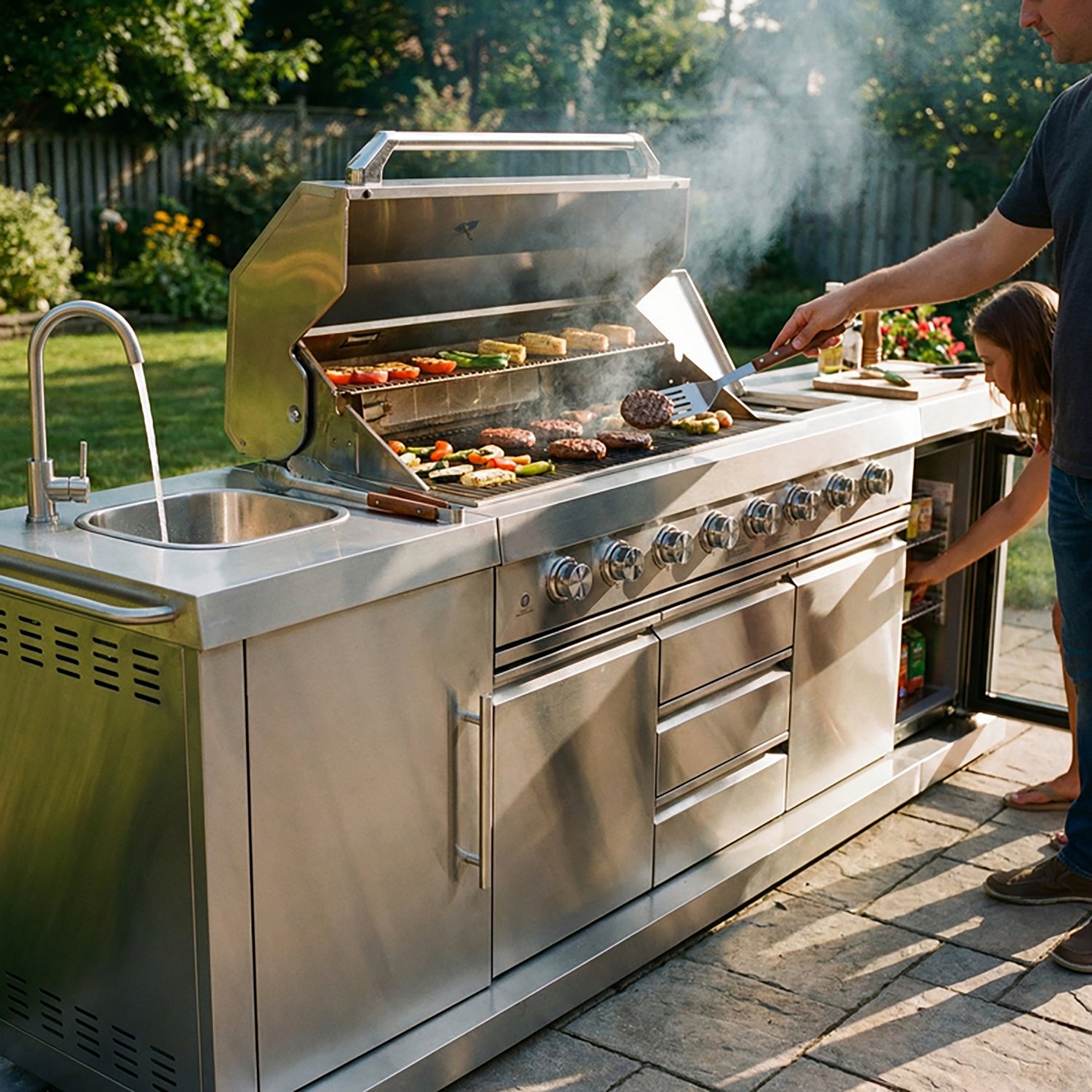 Big Horn 6-Burner Propane Gas Grill Island