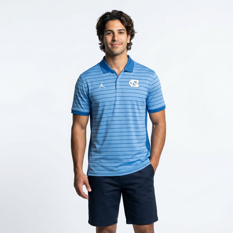 Jordan Men's Carolina Blue North Carolina Tar Heels 2025 Early Season Coaches Sideline Victory Stripe Performance Polo Shirt - Light Blue