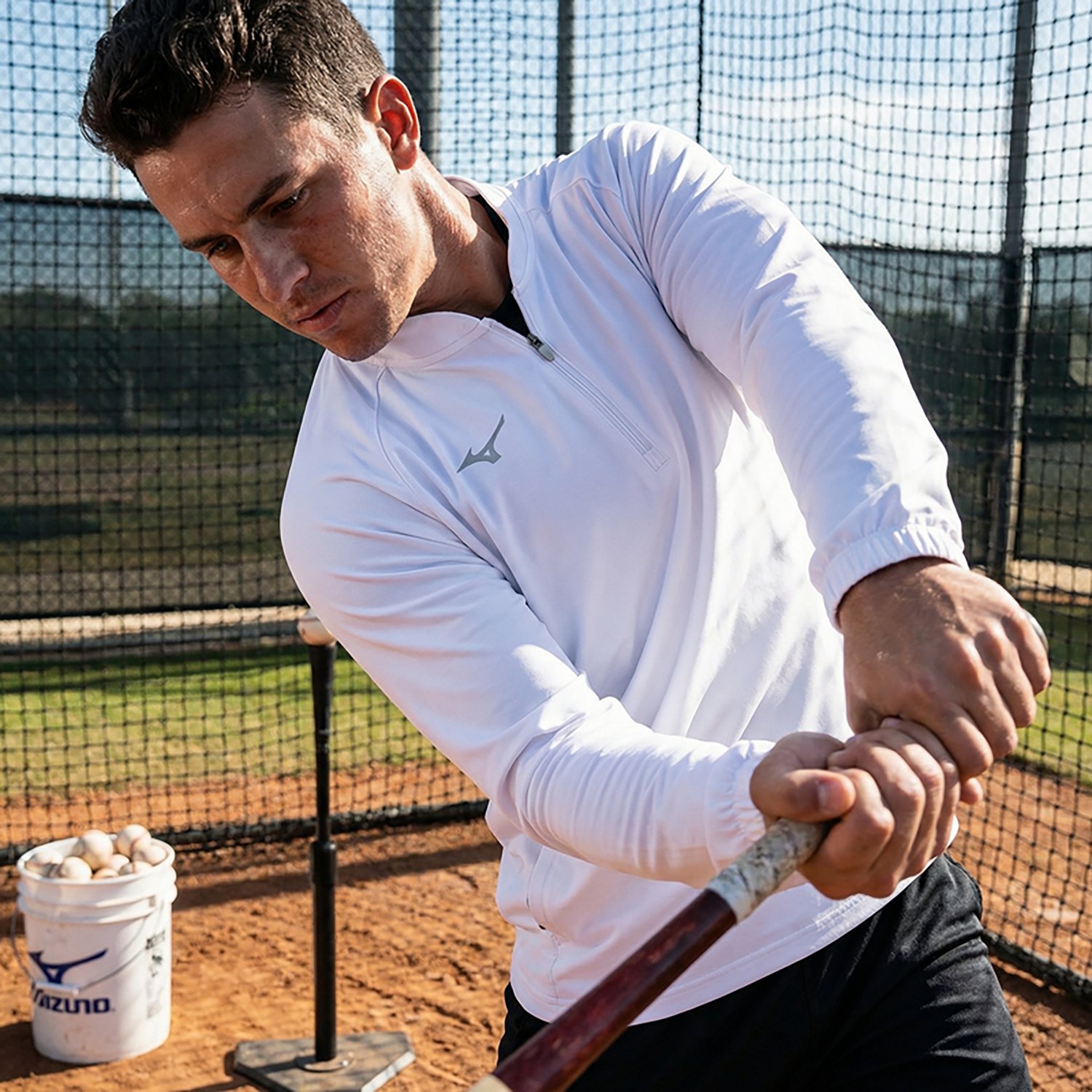 Mizuno Adults' Game Time Long Sleeve Baseball Hitting Jacket - view number 4