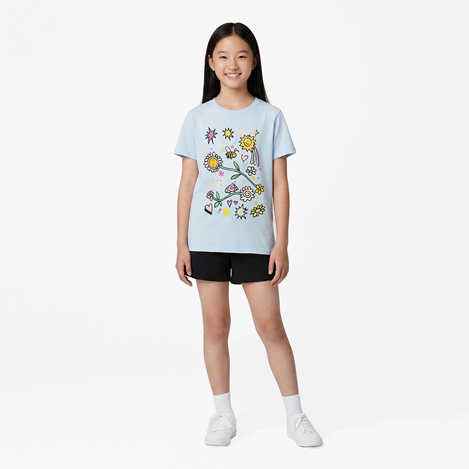 BCG Girls' Lifestyle Cotton Boxy Doodle T-shirt