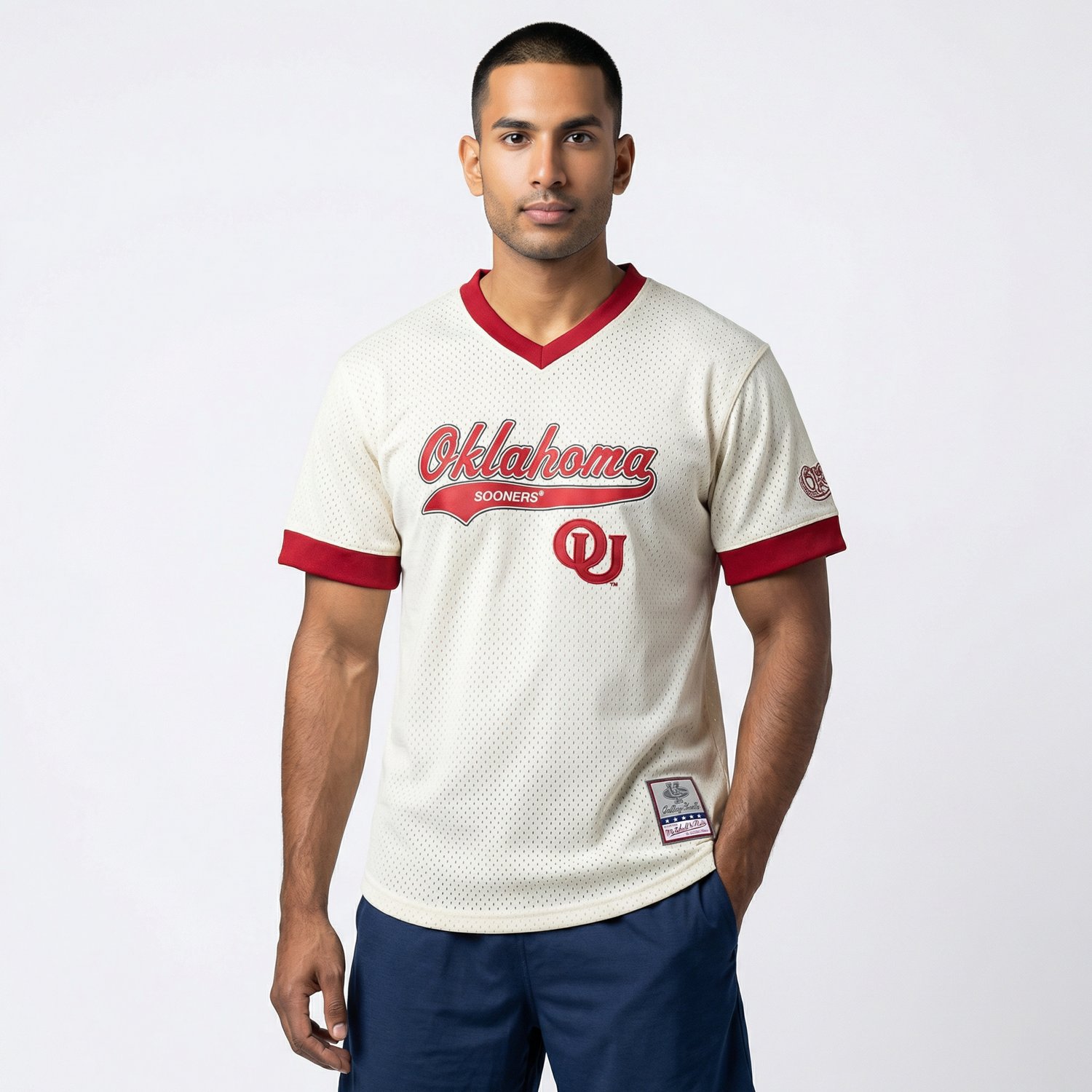 Mitchell & Ness Men's Oklahoma Extra Inning Vintage Logo Baseball Jersey