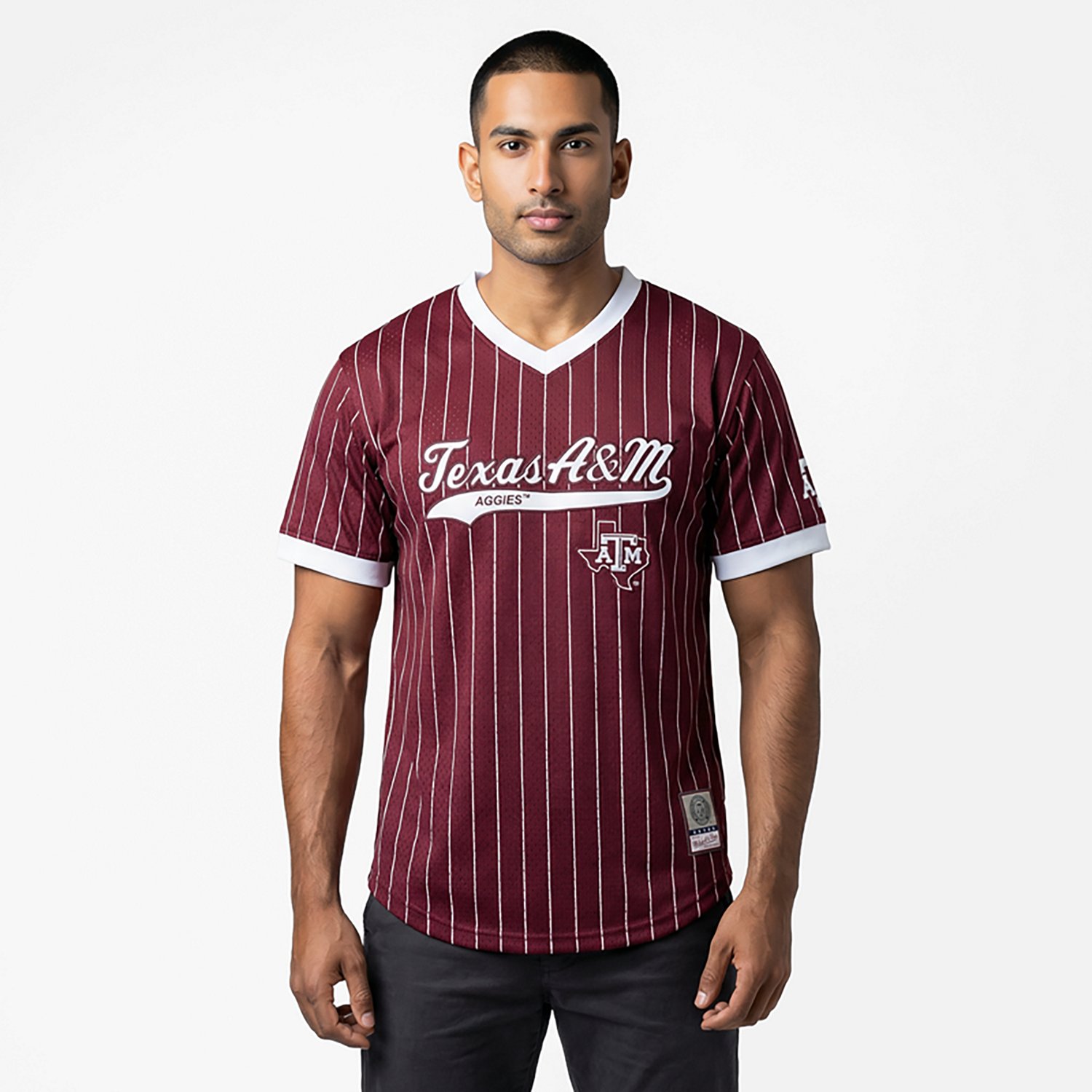 Mitchell & Ness Men's Texas A&M Double Play Primary Logo Baseball Jersey - view number 2
