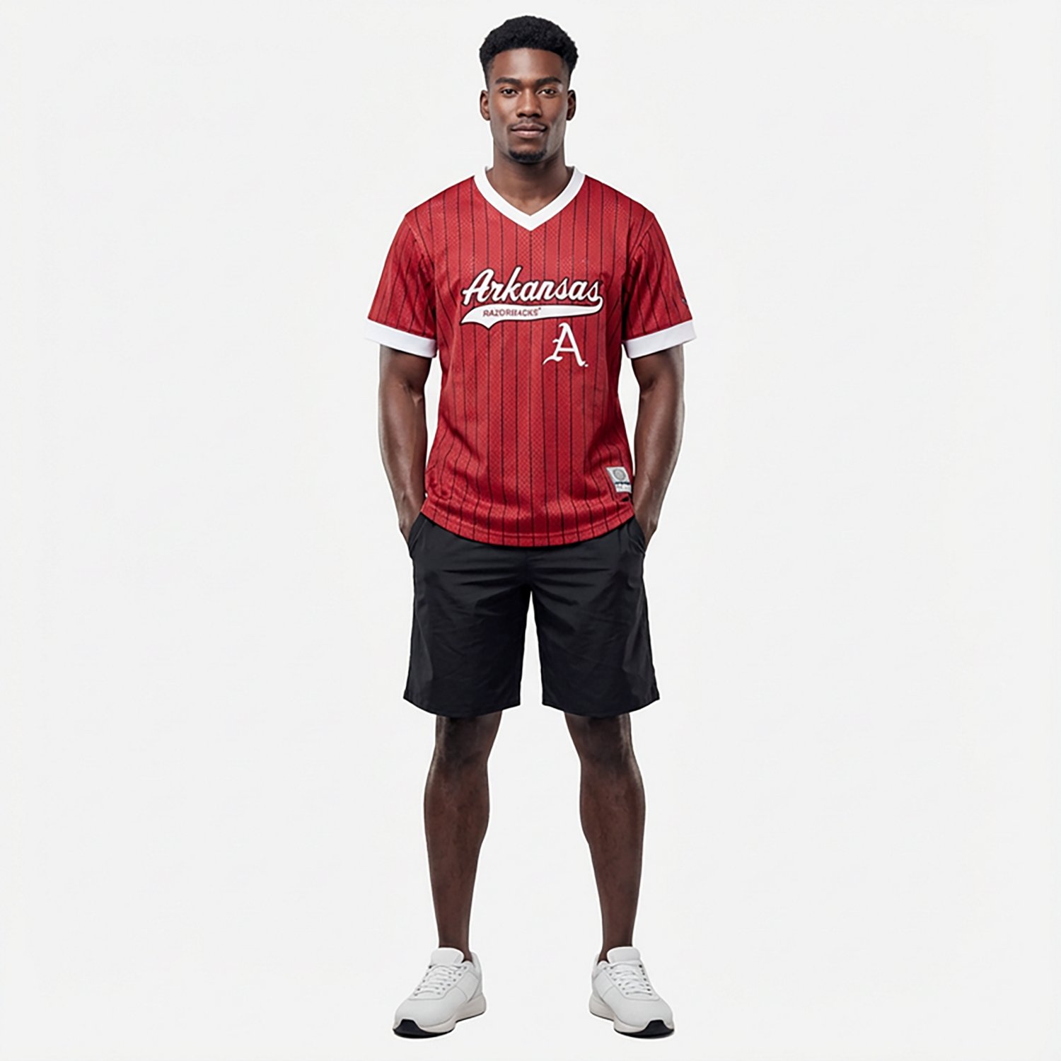 Mitchell & Ness Men's Arkansas Double Play Primary Logo Baseball Jersey