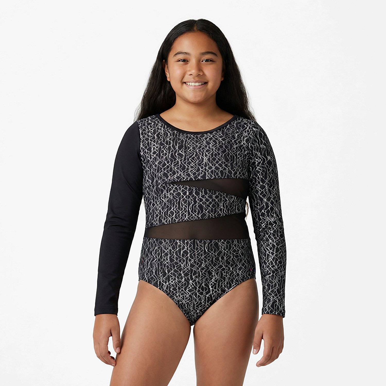 Rainbeau Moves Girl's Foil Long Sleeve Leotard - view number 2