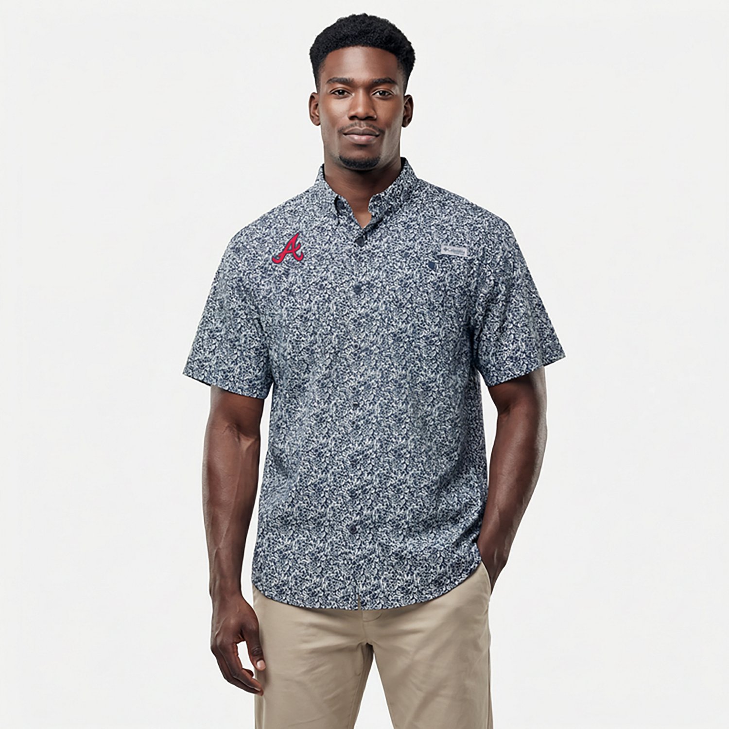 Columbia Sportswear Men's Atlanta Braves Floral Short Sleeve Tamiami Shirt - view number 2
