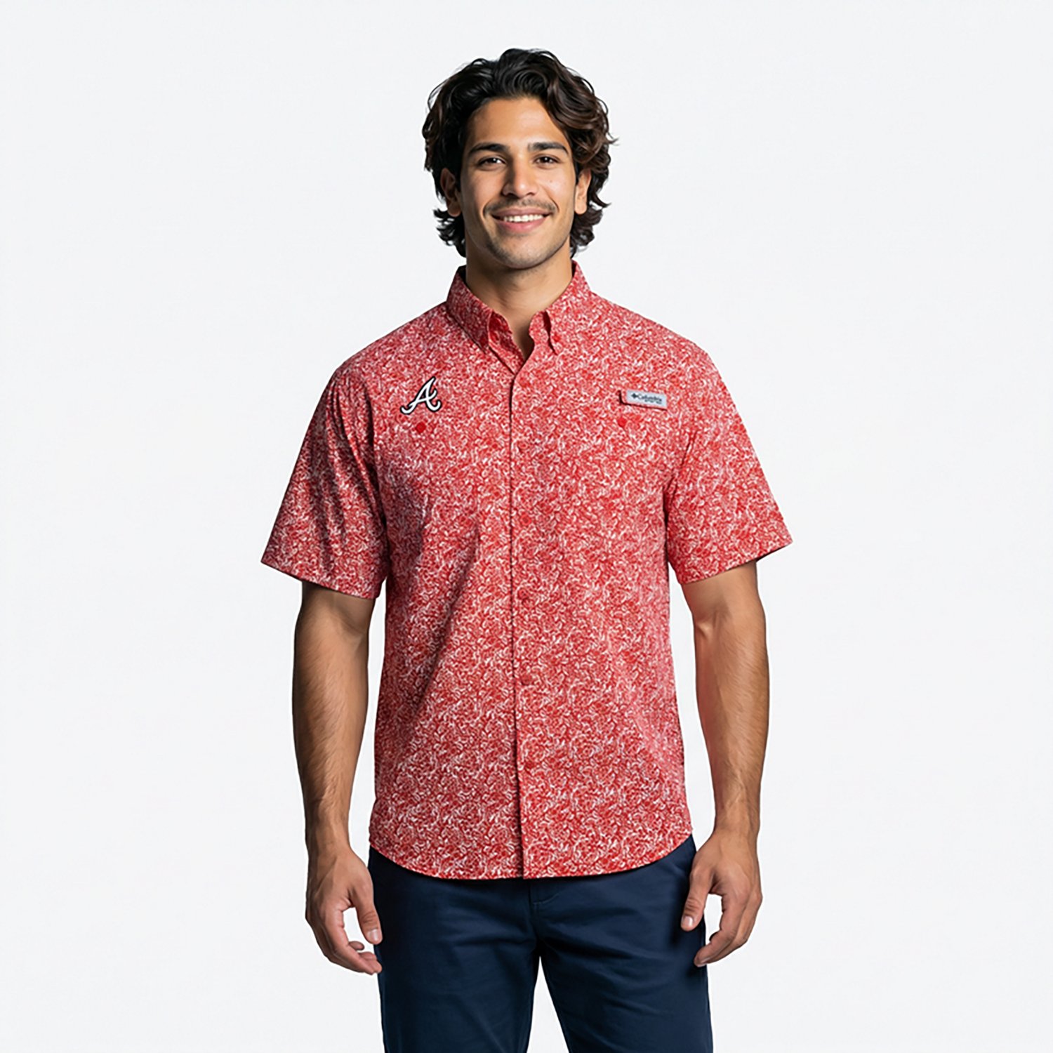 Columbia Sportswear Men's Atlanta Braves Floral Short Sleeve Tamiami Shirt - view number 2