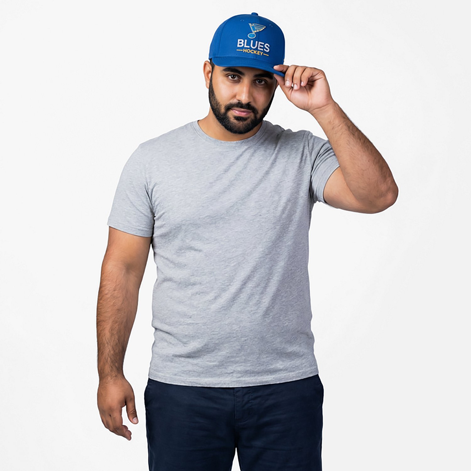 Fanatics Men's Blues Rink Flat Brim Structured Square Visor Adjustable Cap - view number 2