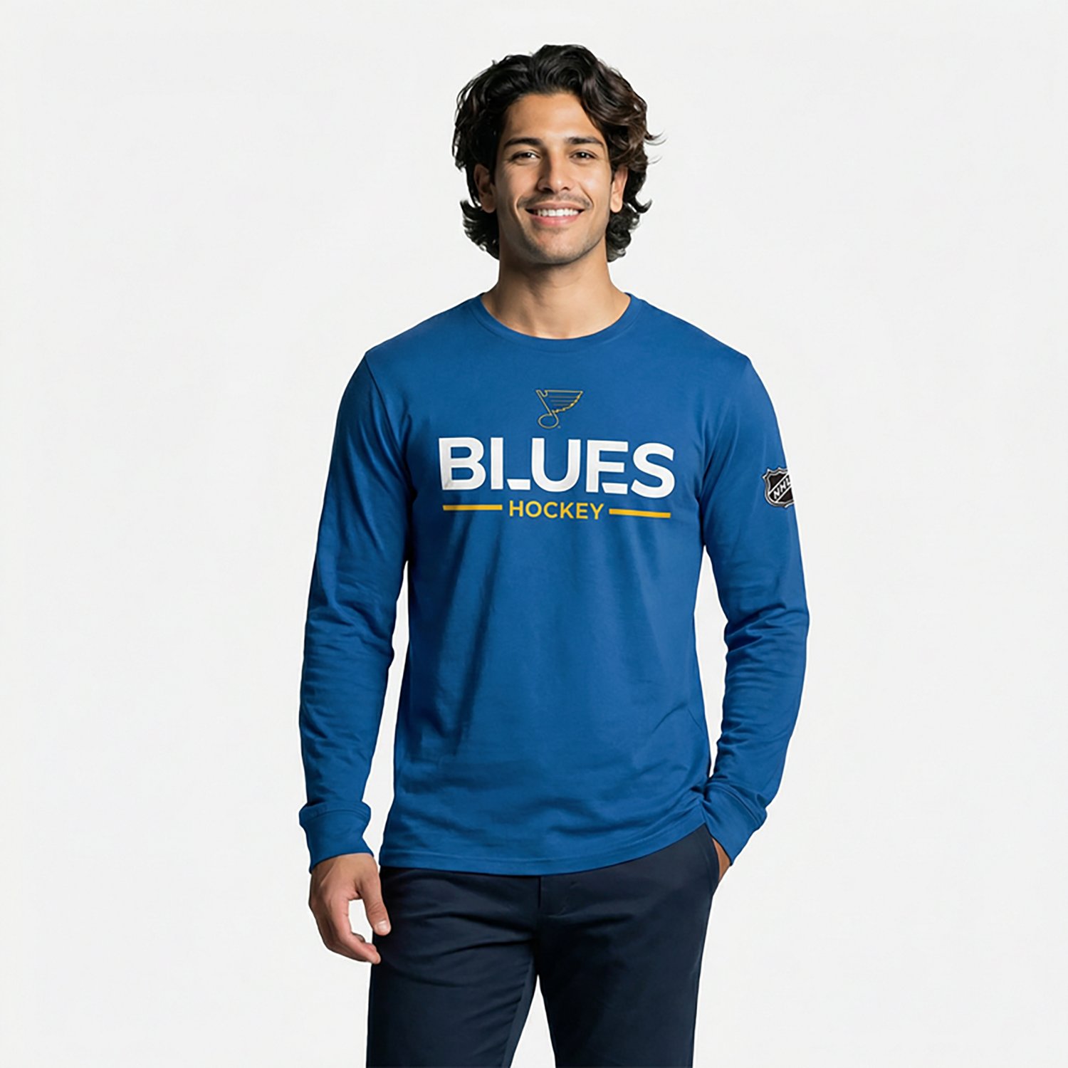 Fanatics Men's Blues Authentic Pro Primary Long Sleeve T-shirt - view number 2