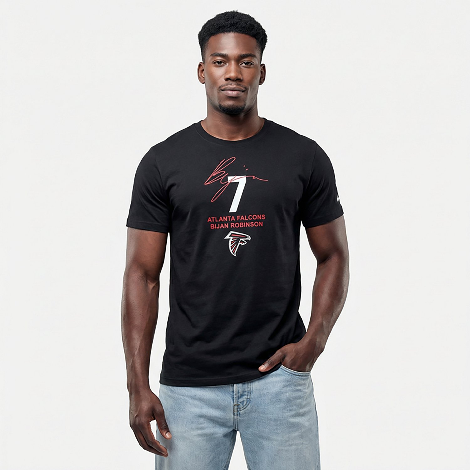 Nike Men's Falcons Bijan Robinson #7 Local Player Name & Number T-shirt - view number 2