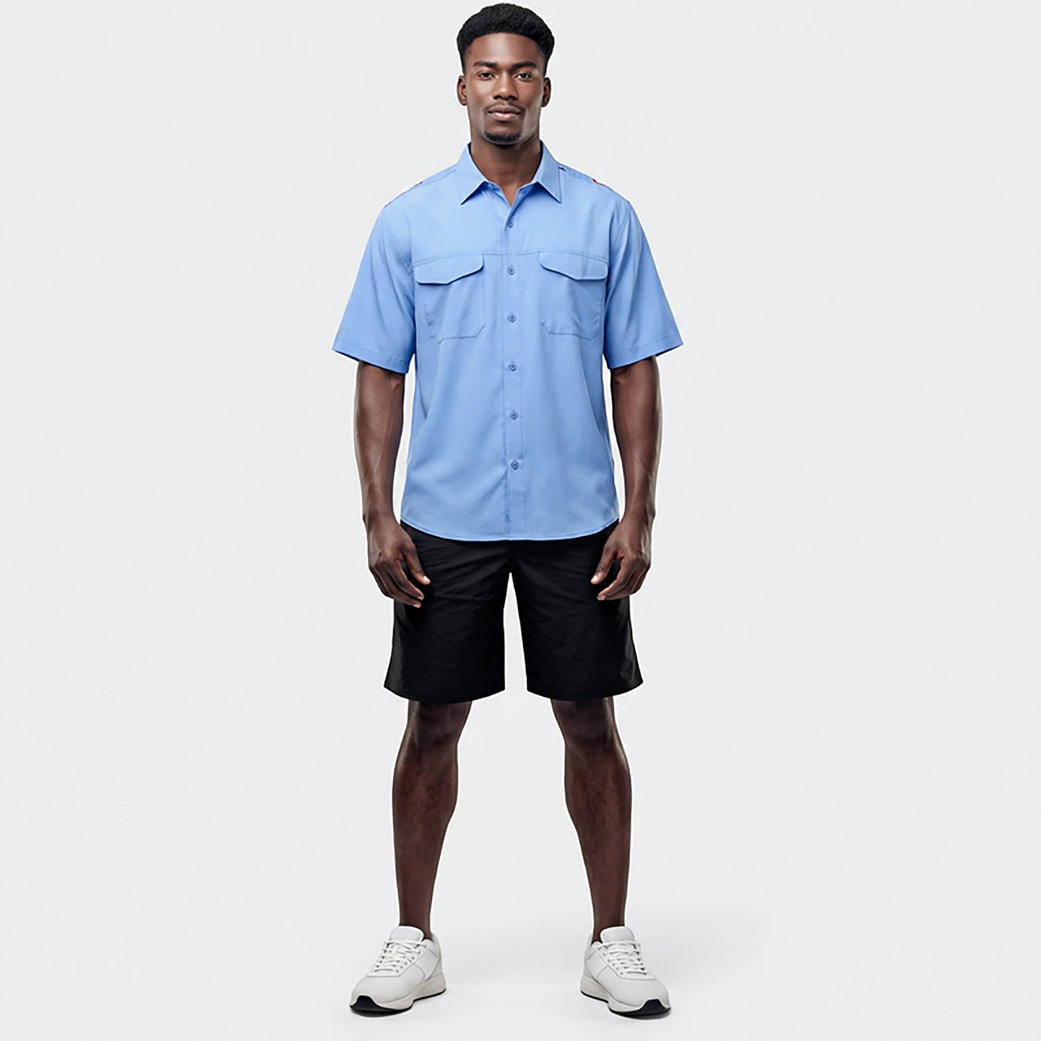 Antigua Men's Texas Rangers Scatter Print Woven Short Sleeve Fishing Shirt