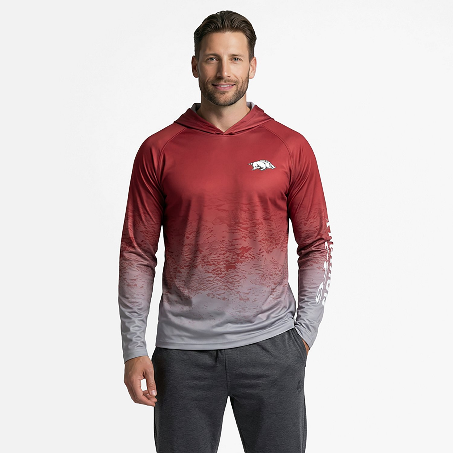 Columbia Sportswear Men's Arkansas Razorbacks Collegiate PFG Super Terminal Tackle Hoodie - view number 2