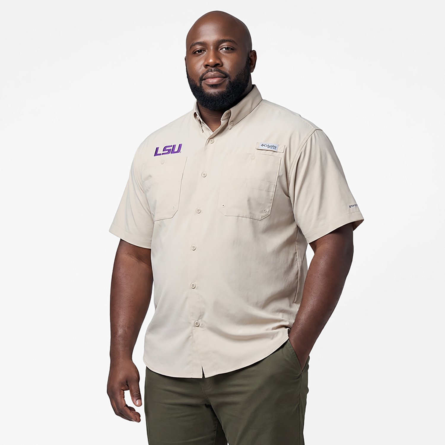 Columbia Sportswear Men's LSU Tigers Collegiate PFG Tamiami Short Sleeve Shirt - view number 2