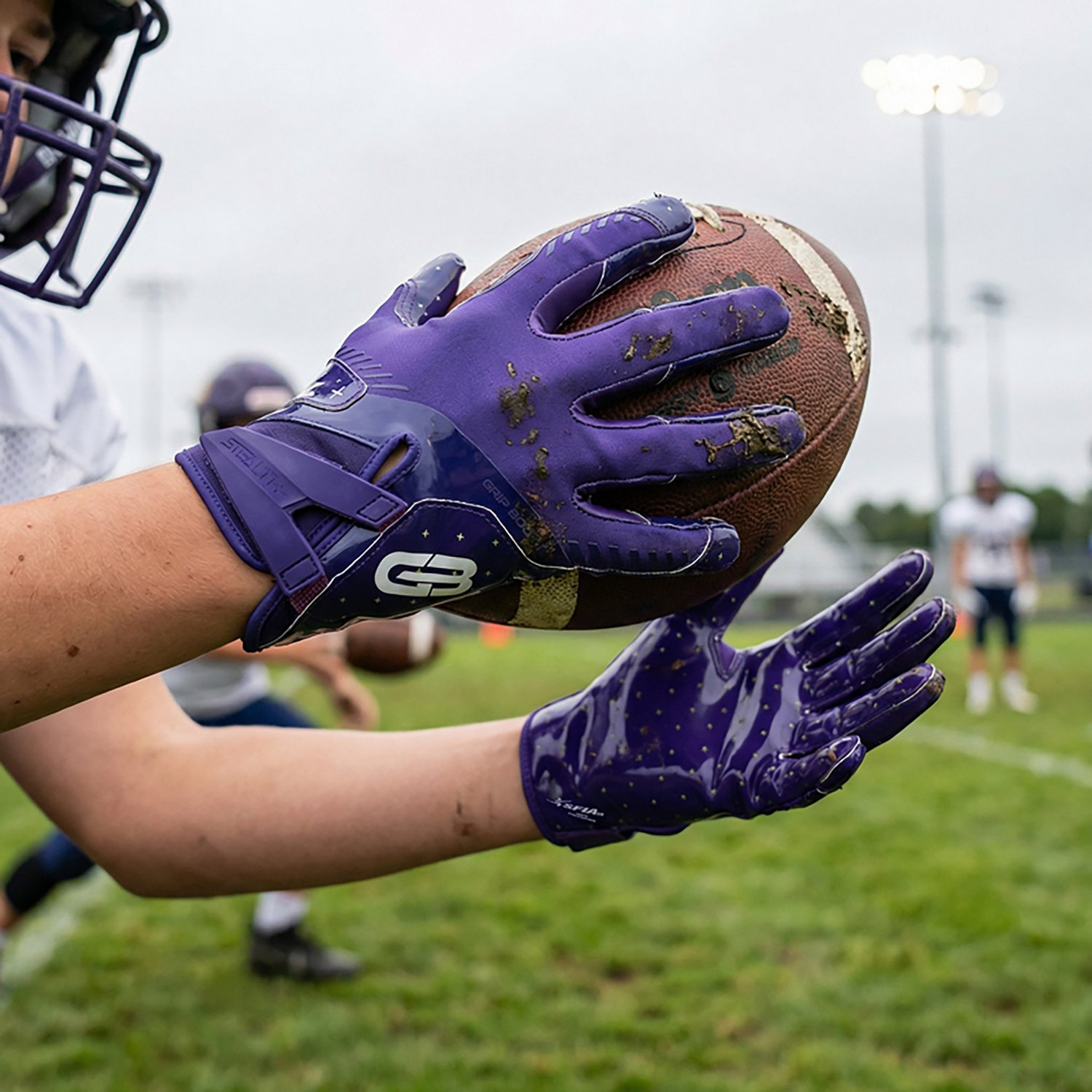 Grip Boost Youth Stealth 6.0 Boost+ Solid Chrome Football Gloves                                                                 - view number 3