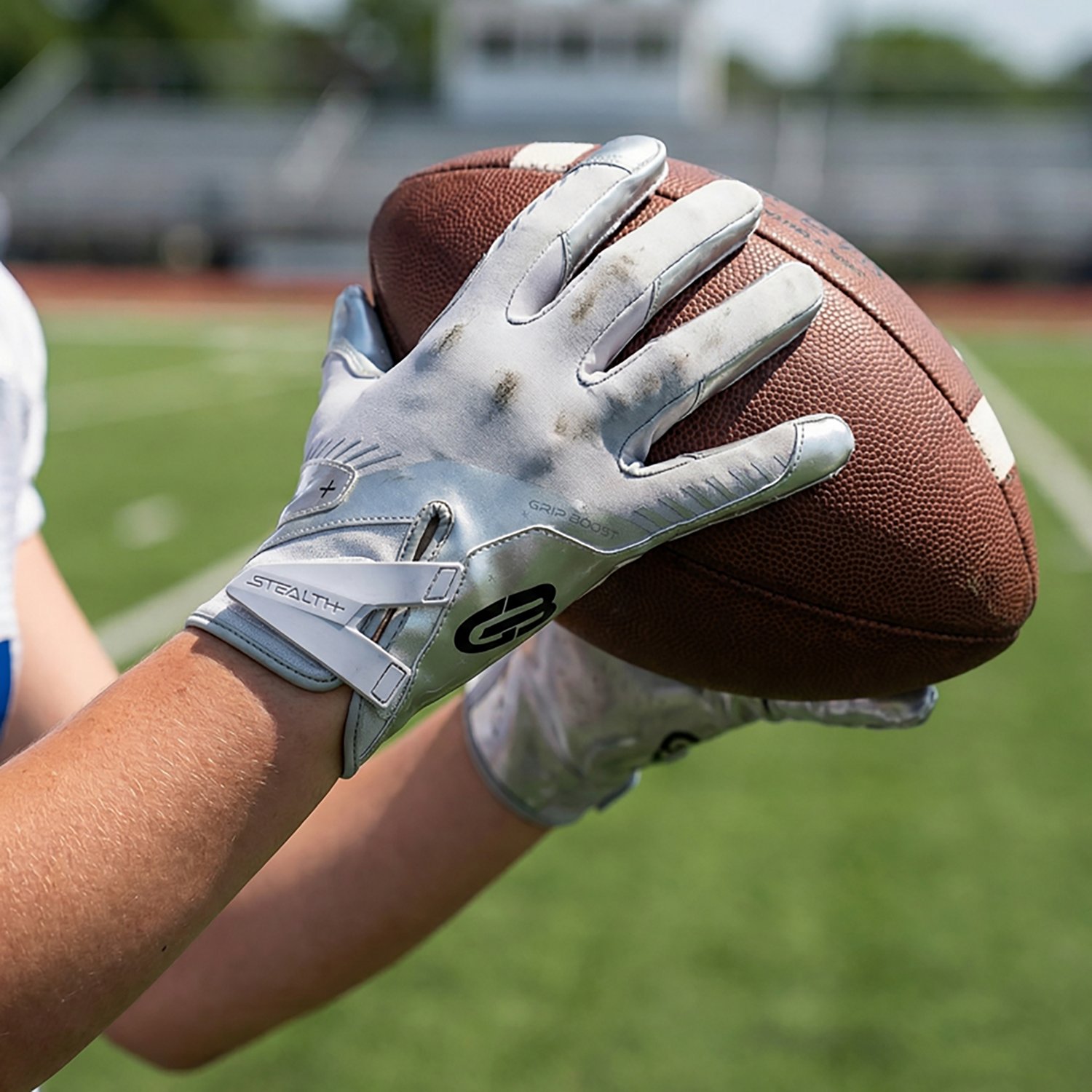 Grip Boost Youth Stealth 6.0 Boost+ Solid Chrome Football Gloves                                                                 - view number 2