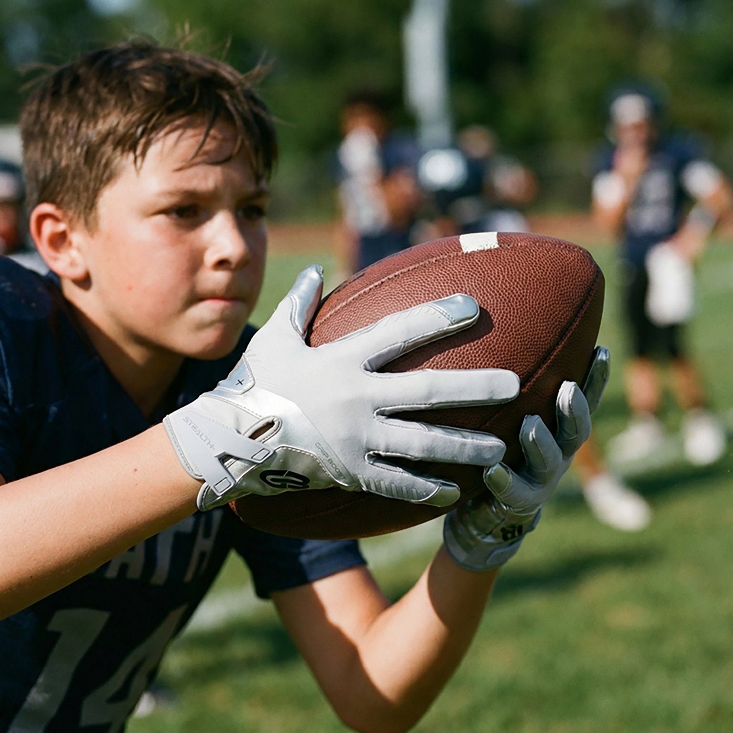 Grip Boost Youth Stealth 6.0 Boost+ Solid Chrome Football Gloves                                                                 - view number 3