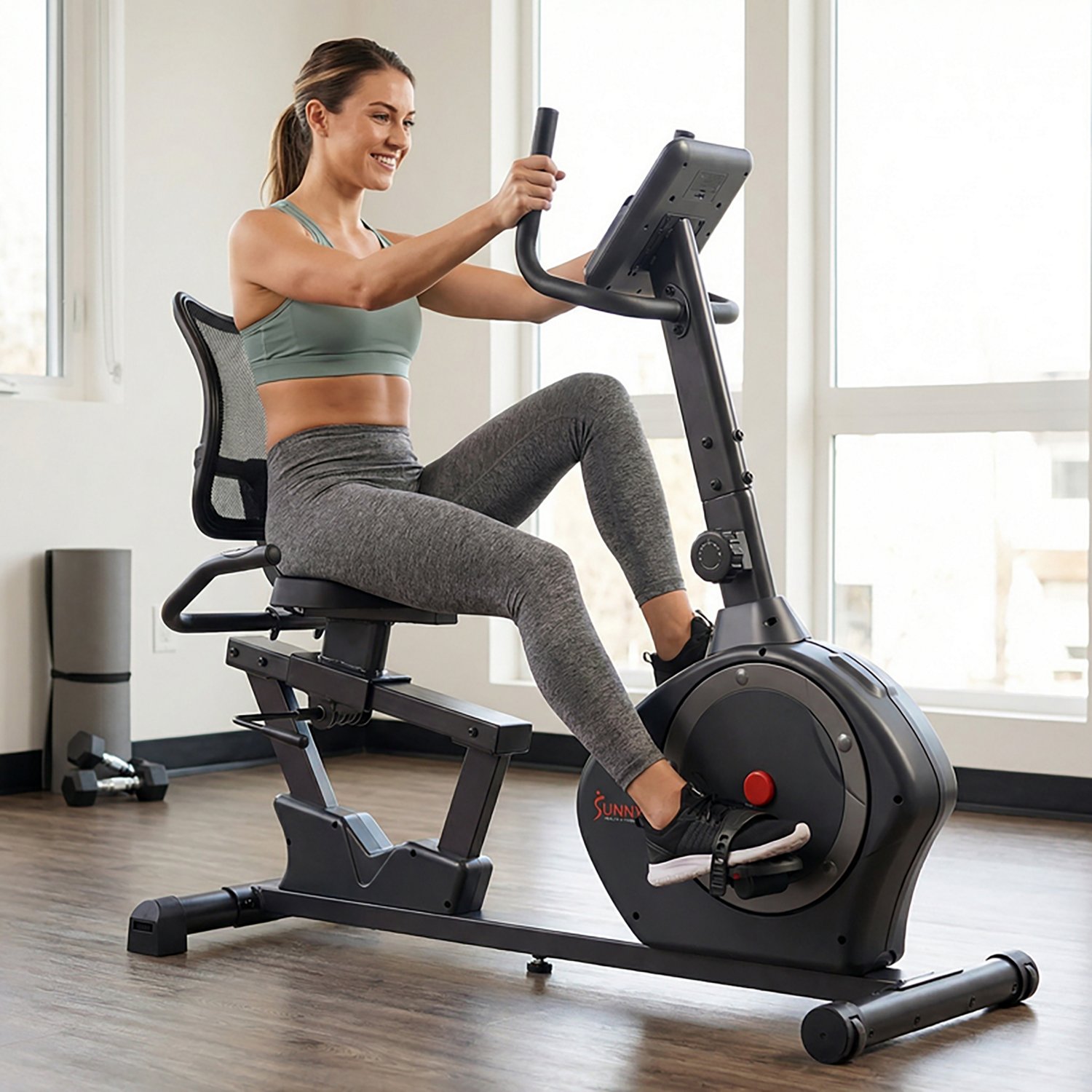 Sunny Health & Fitness Smart Magnetic HD Recumbent Bike
