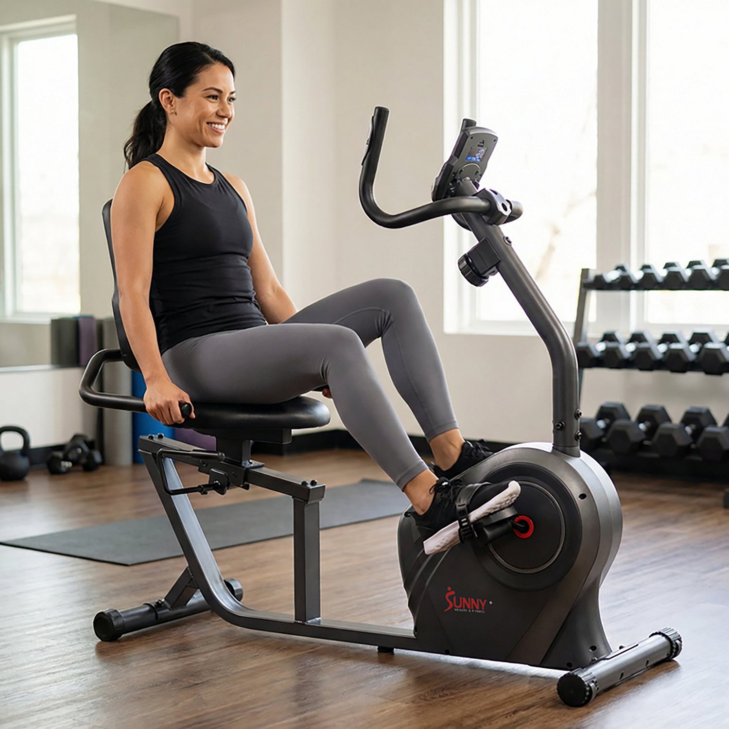 Sunny Health & Fitness Smart Magnetic Resistance Recumbent Bike