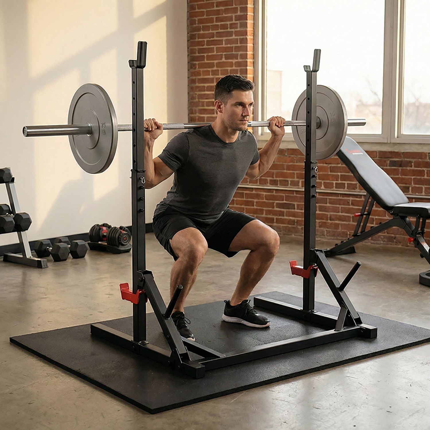 Sunny Health & Fitness Multifunctional Adjustable Bench Press Squat Rack - view number 7