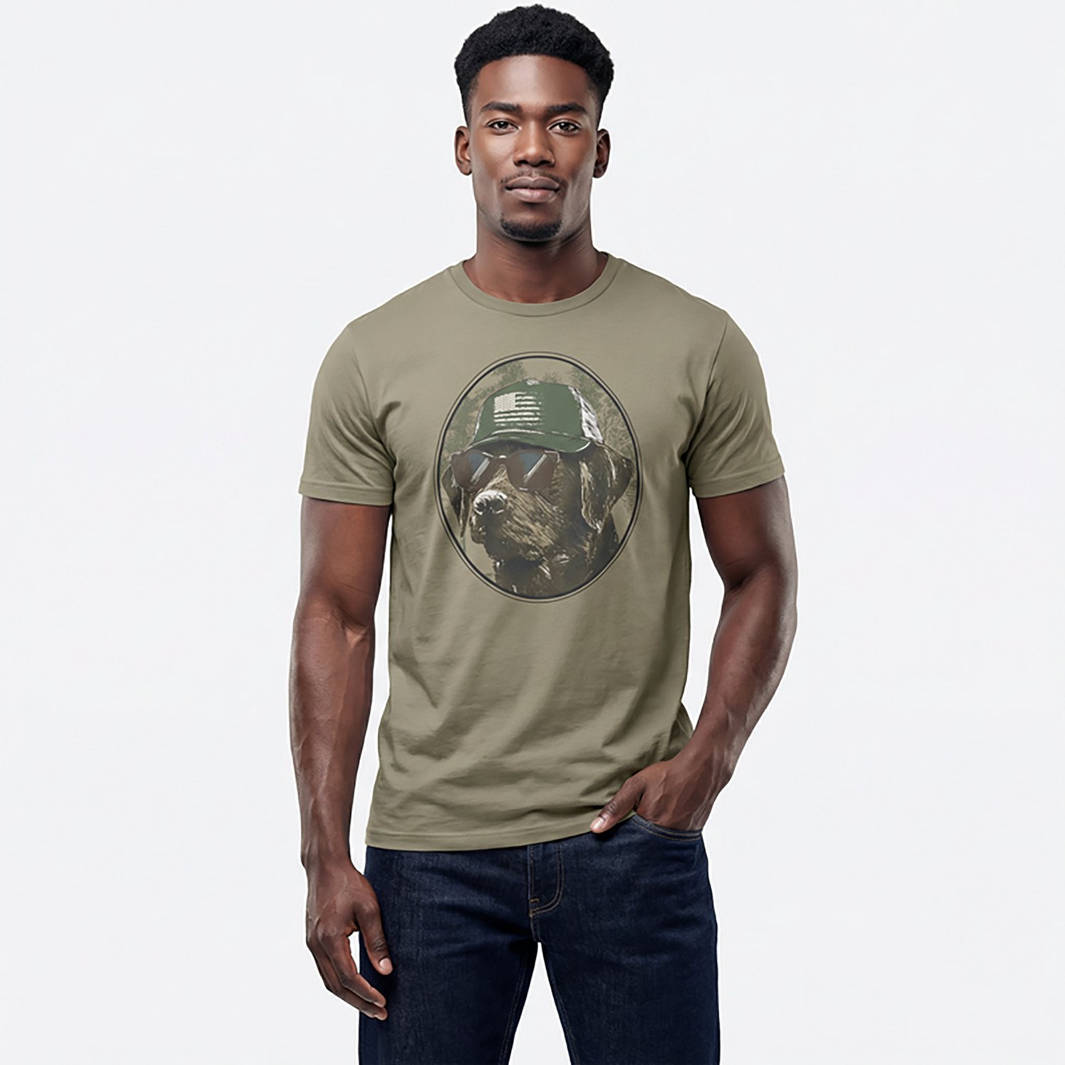 Academy Sports + Outdoors Men’s Hunting Dog with Glasses T-shirt - view number 2