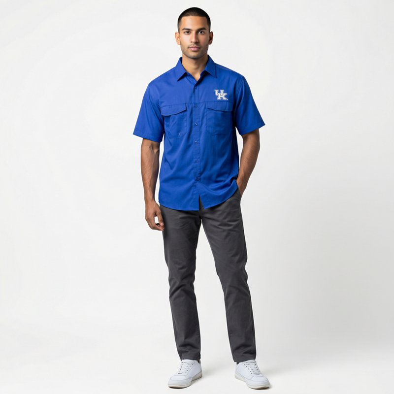 Antigua Mens Kentucky Wildcats Game Day Fishing Shirt
