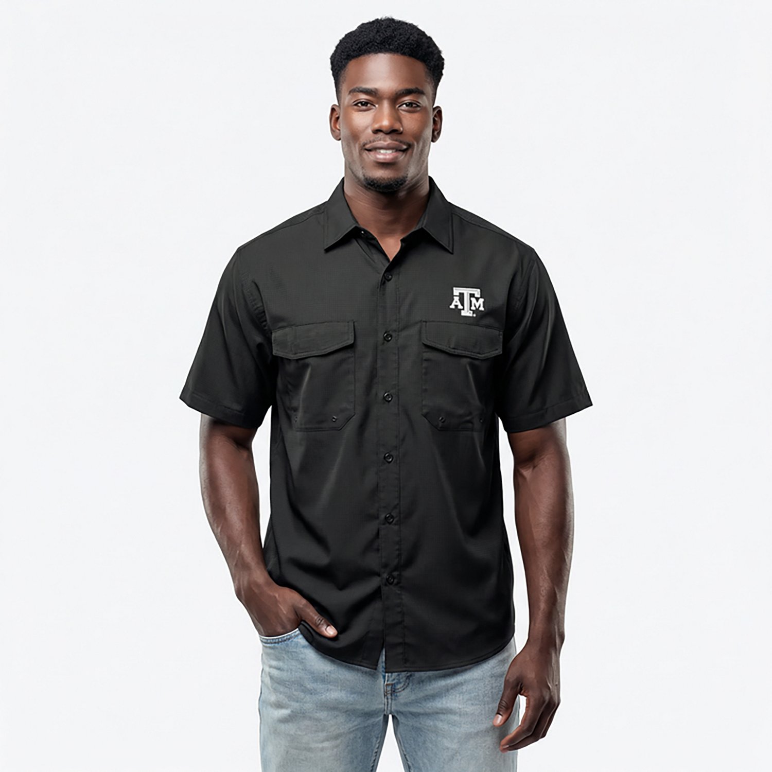 Antigua Men's Texas A&M Aggies Game Day Fishing Shirt - view number 2