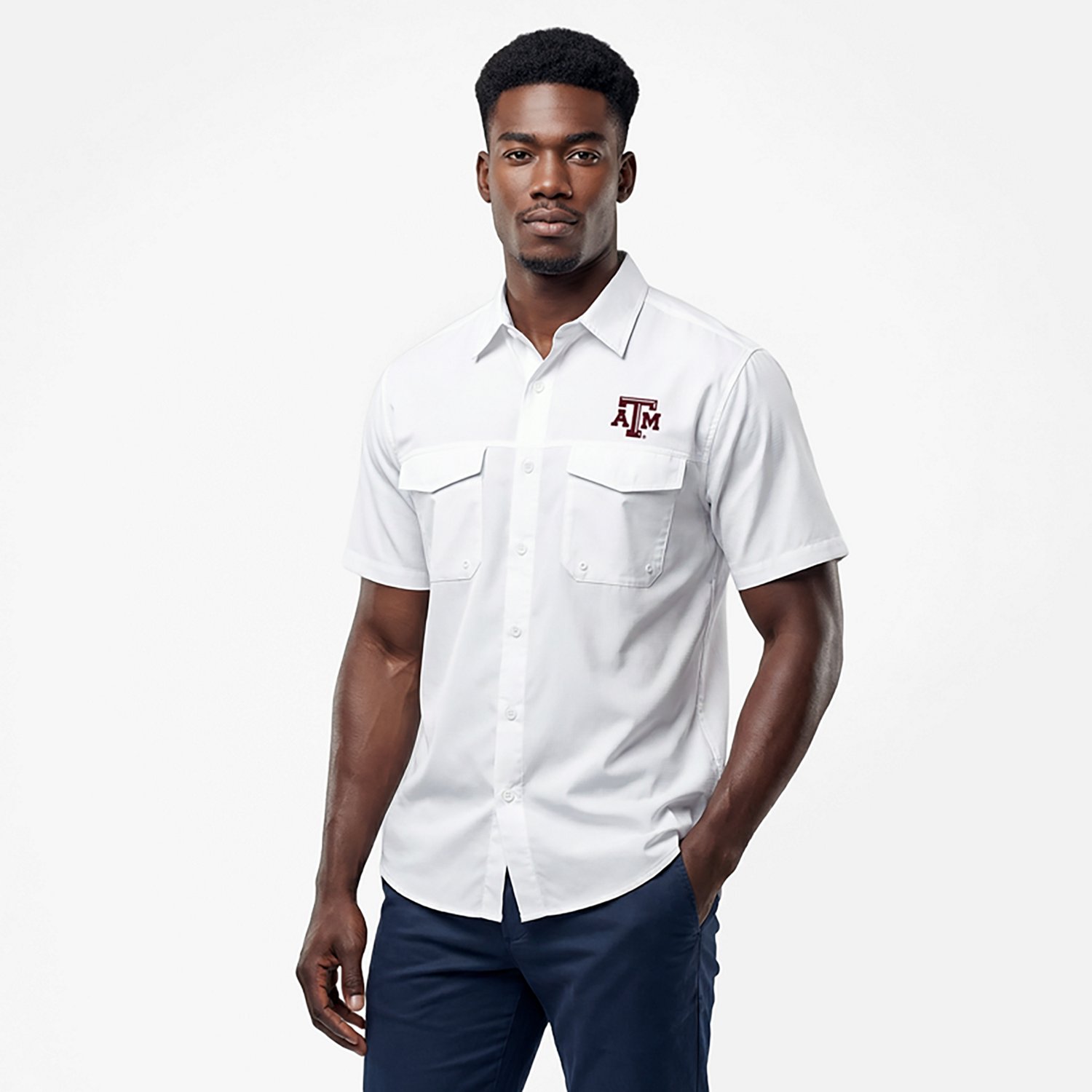 Antigua Men's Texas A&M Aggies Game Day Fishing Shirt - view number 2