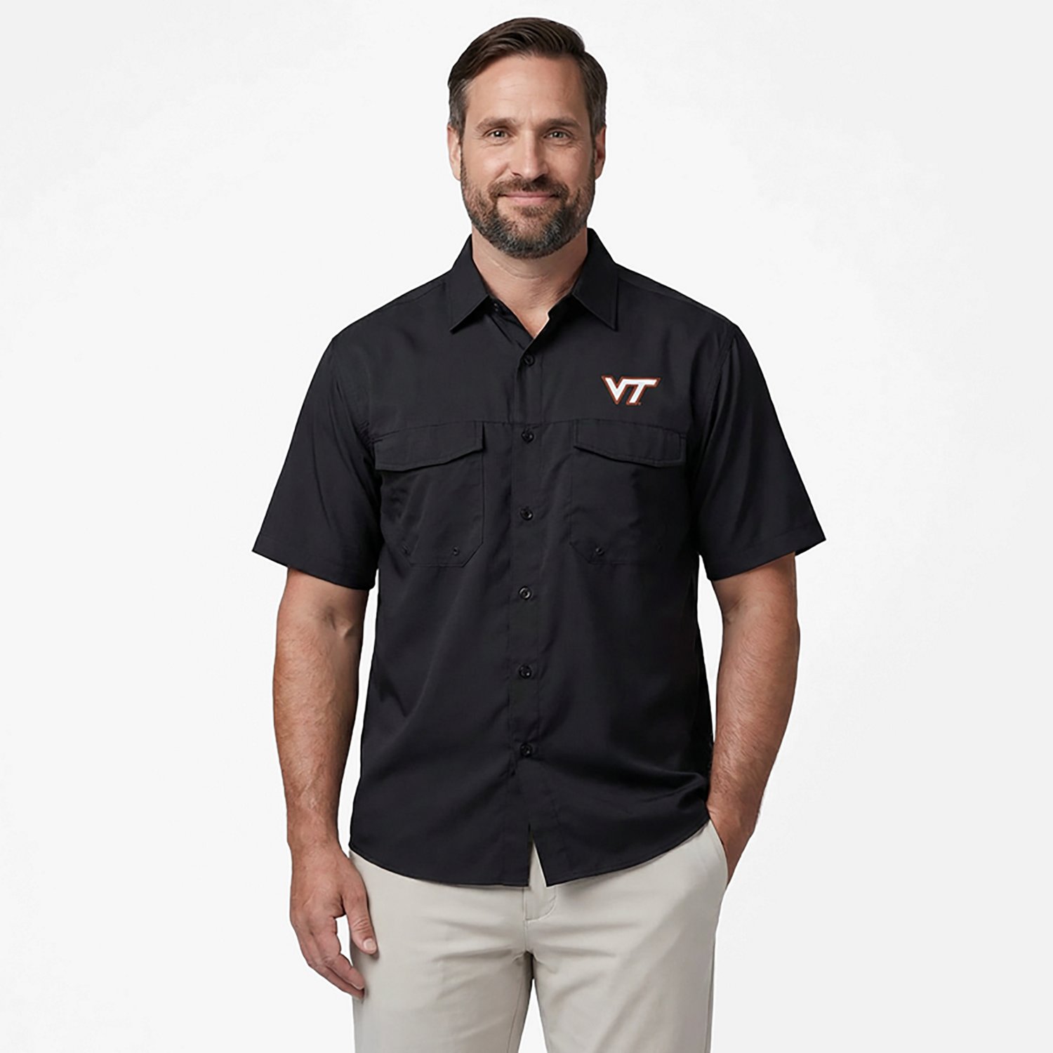 Antigua Men's Virginia Tech Game Day Fishing Shirt - view number 2