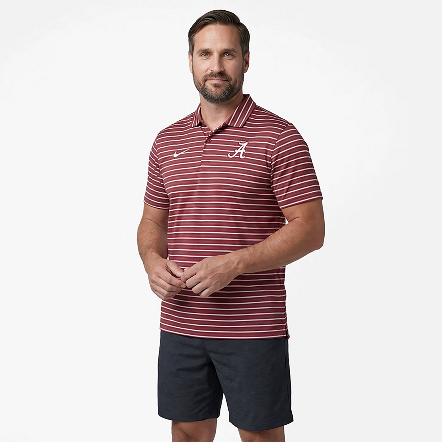 Nike Men's University of Alabama Dri-FIT Stripe Tour Polo Shirt - view number 2