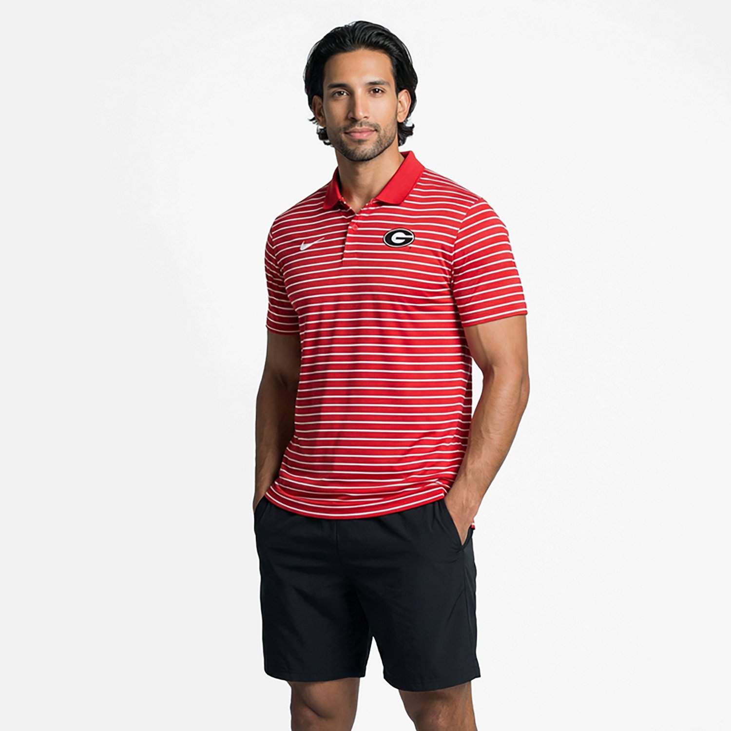 Nike Men's University of Georgia Dri-FIT Stripe Tour Polo Shirt - view number 2