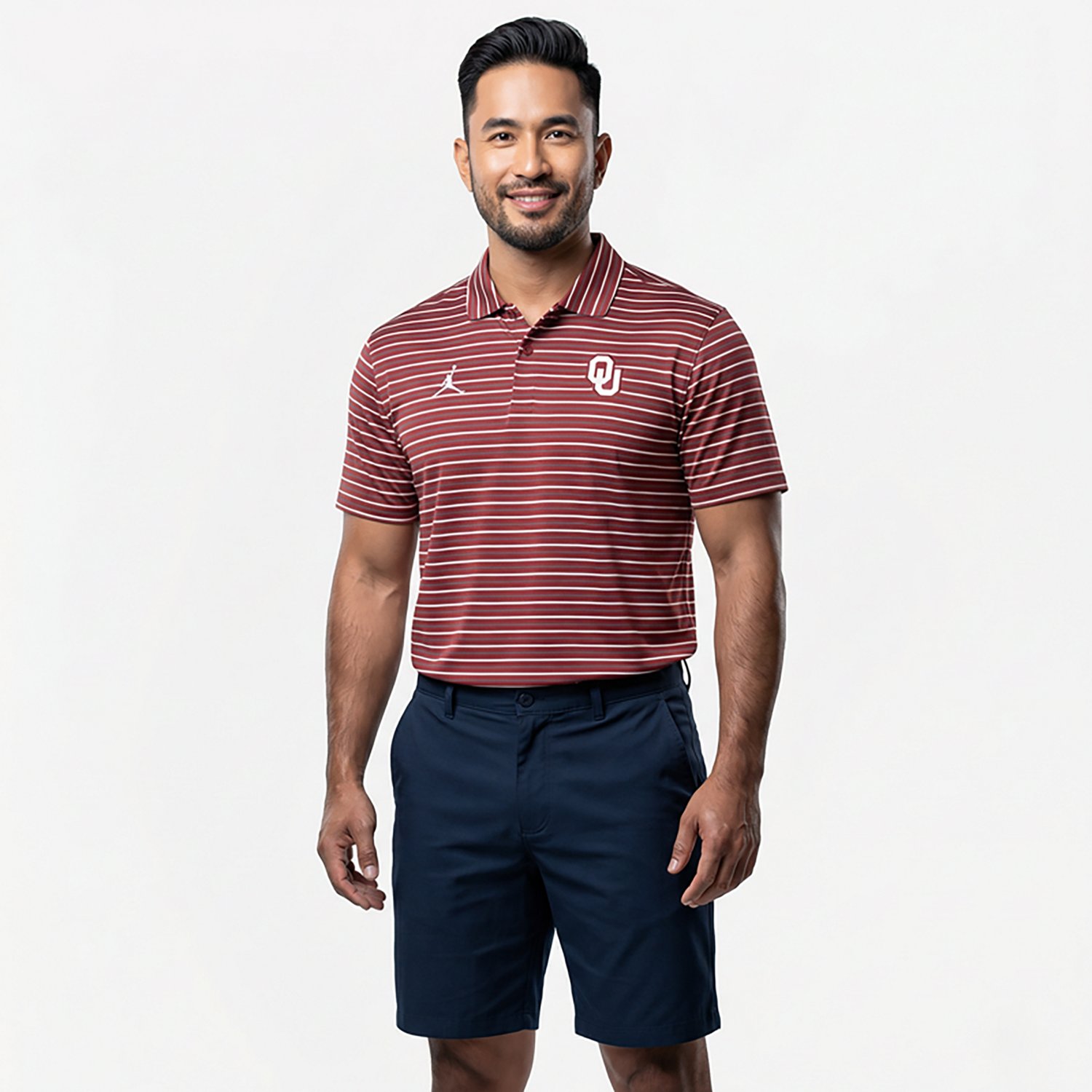 Jordan Men's University of Oklahoma Dri-FIT Stripe Tour Polo Shirt - view number 2
