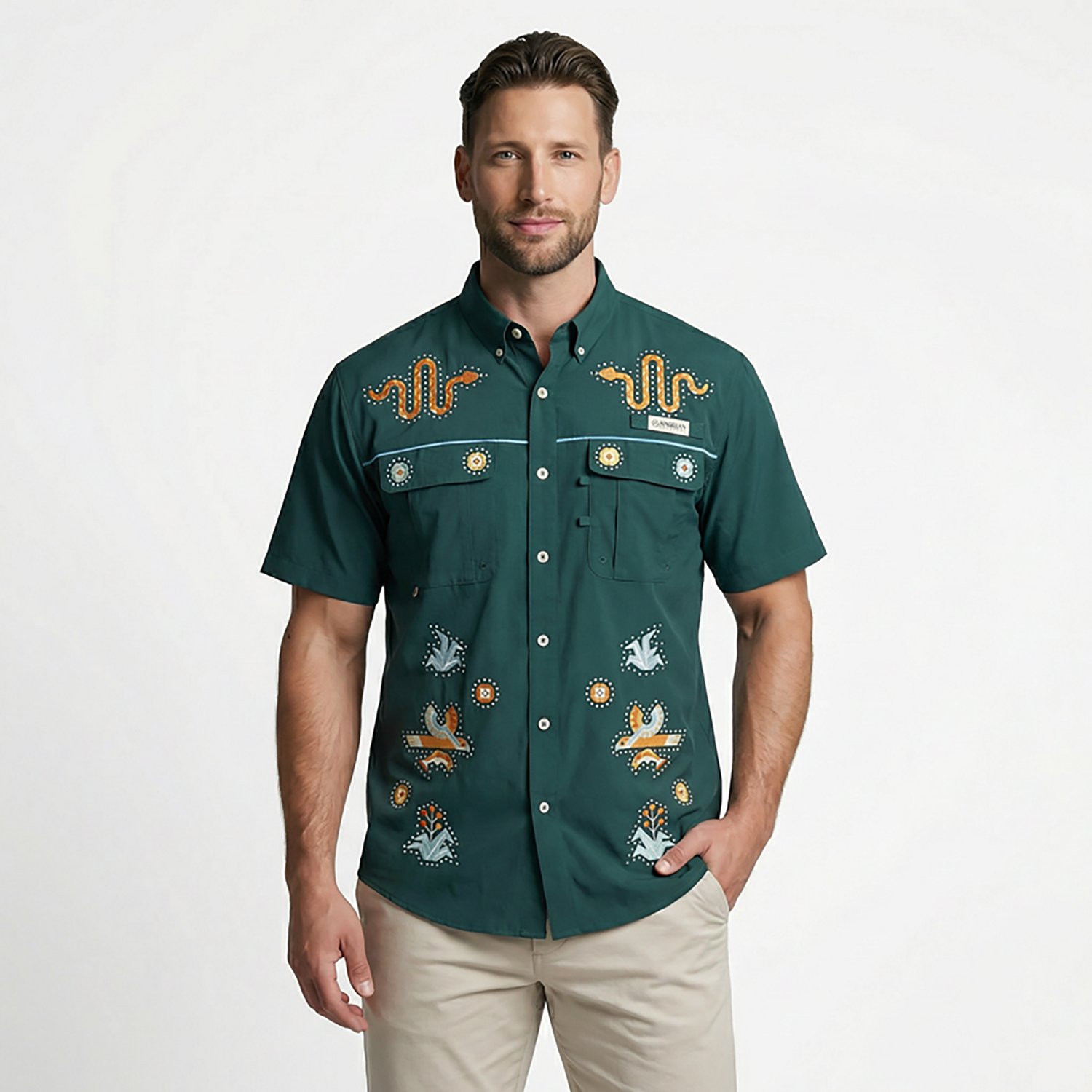 Magellan Outdoors Men's Hispanic Heritage Desert Scene Guayabera Shirt - view number 2