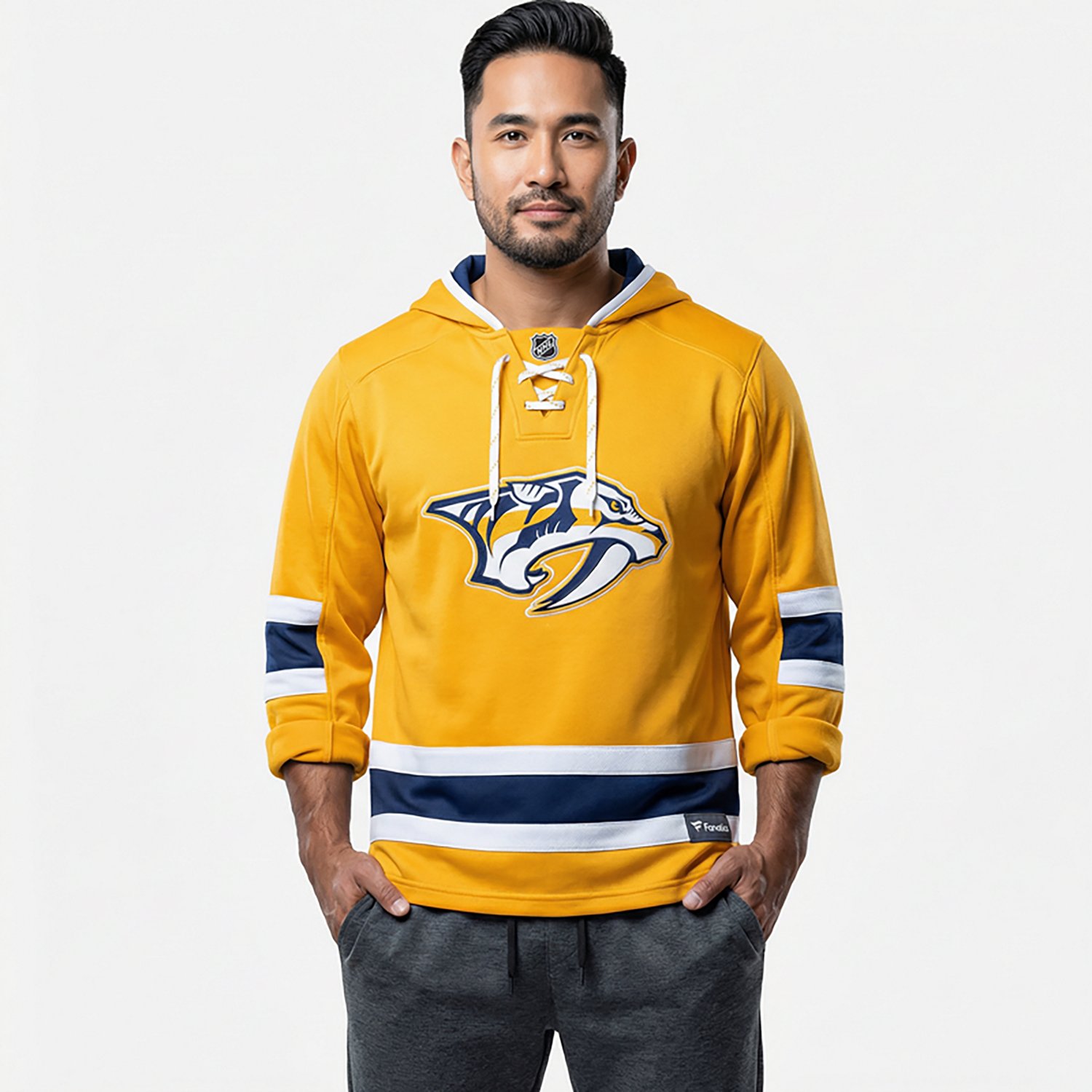 Fanatics Men's Nashville Predators Prime Time Fleece Lace Up Hoodie - view number 2