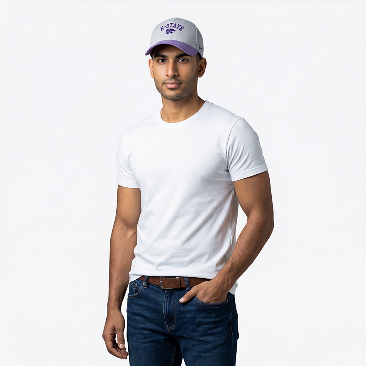 Nike Adults’ Kansas State Lavender Arch Club Colorblock Cap - view number 2