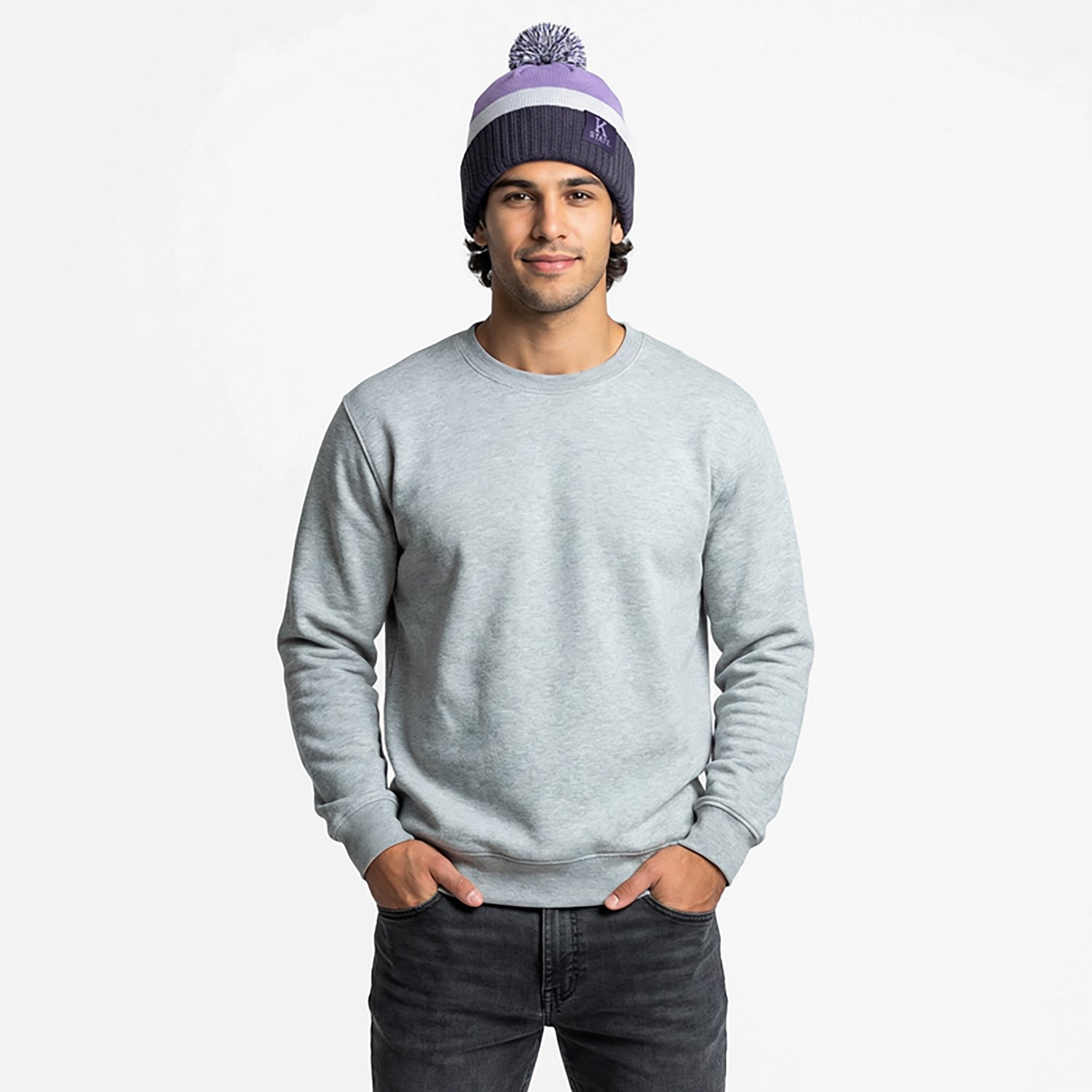 Nike Adults' Kansas State University Wildcats Lavender Club Stripe Beanie - view number 2