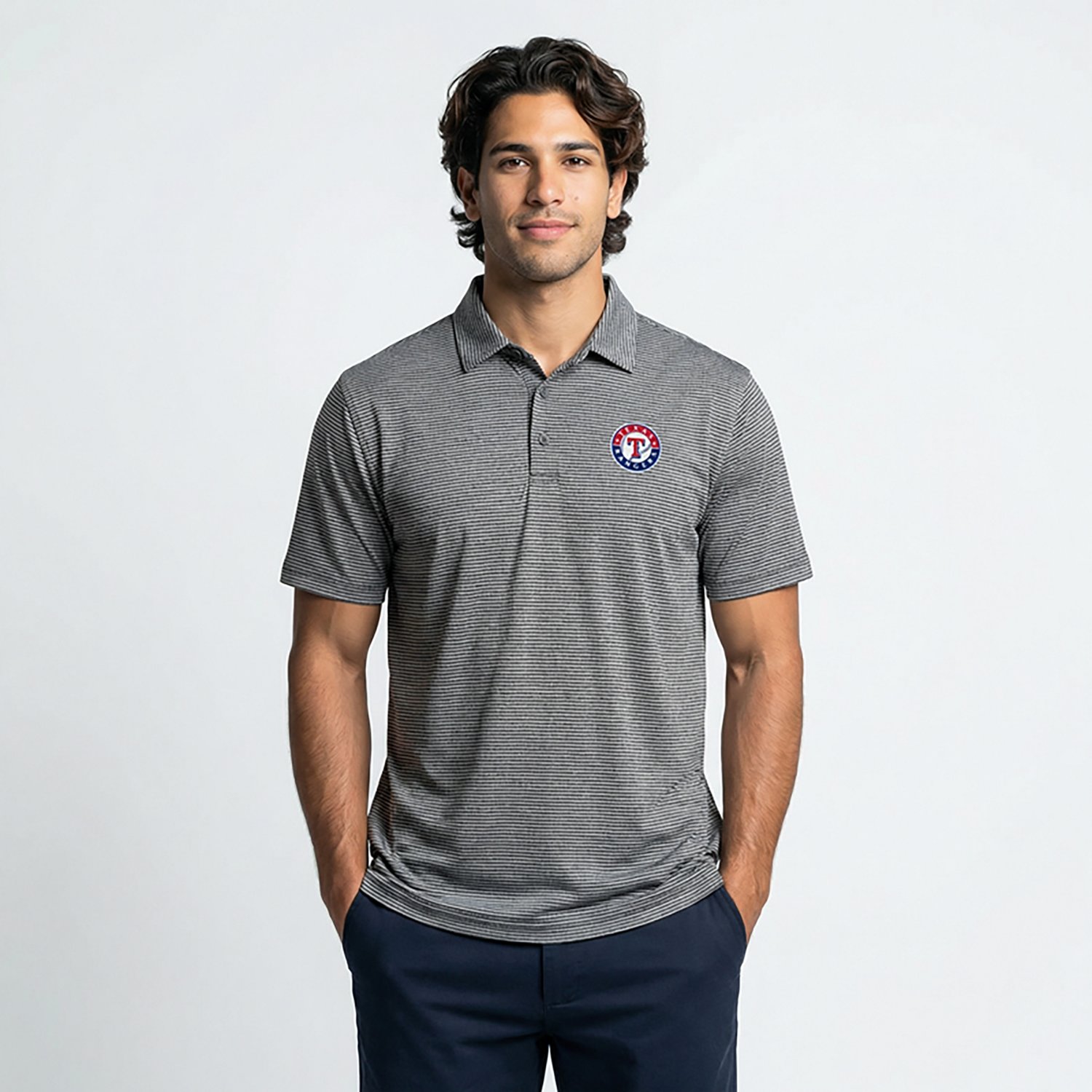 Antigua Men's Texas Rangers Scheme Short Sleeve Polo