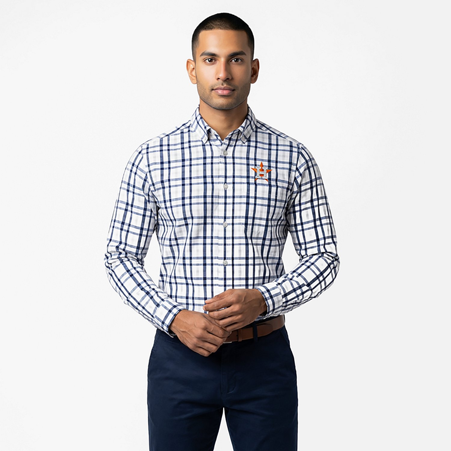 Antigua Men's Houston Astros Tending 2 Long Sleeve Button Down Shirt - view number 2