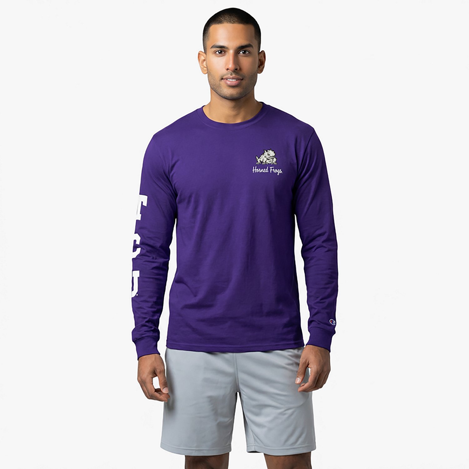 Champion Men's TCU 3 Hits Stadium Long Sleeve T-shirt - view number 2