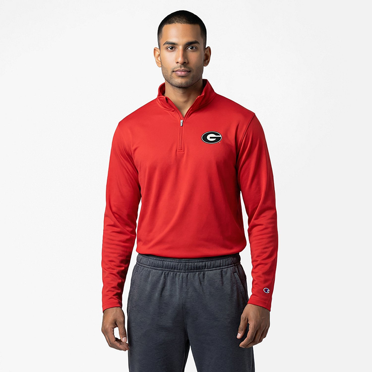 Champion Men's Georgia Bulldogs Primary Logo Micro Mesh 1/4 Zip Sweatshirt - view number 2