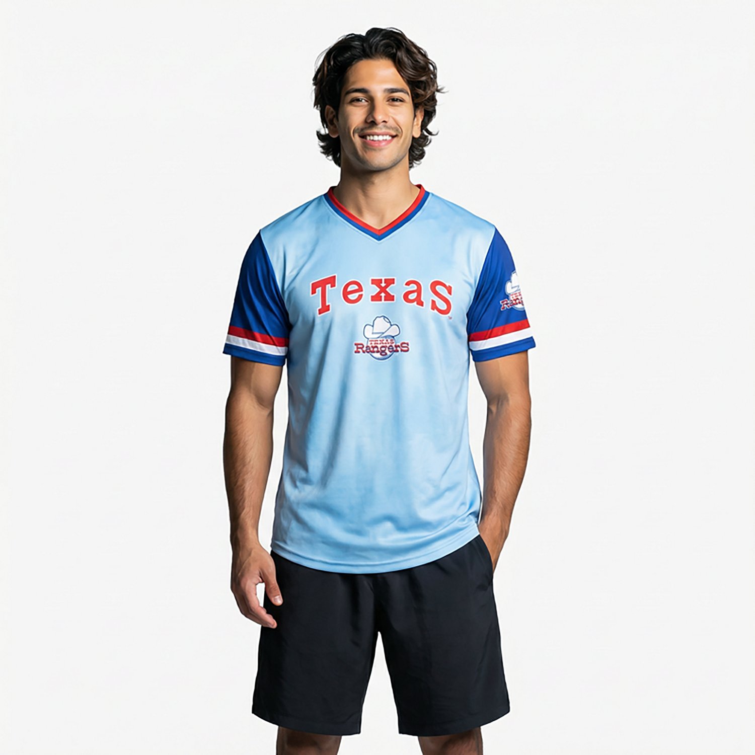 Stitches Men's Texas Rangers 25 Bombs Away Short Sleeve Shirzy T-shirt - view number 2