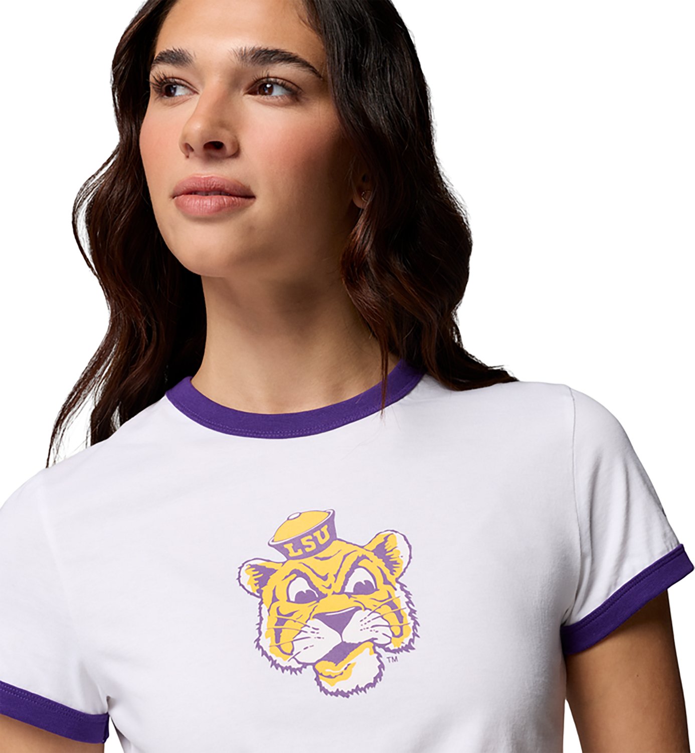 Columbia Sportswear Women's Louisiana State University CLG Rolling Bend Vault Ringer Graphic T-shirt - view number 3