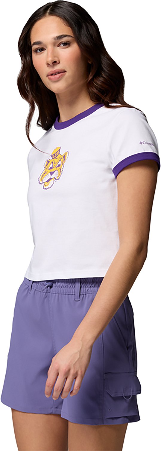 Columbia Sportswear Women's Louisiana State University CLG Rolling Bend Vault Ringer Graphic T-shirt - view number 4