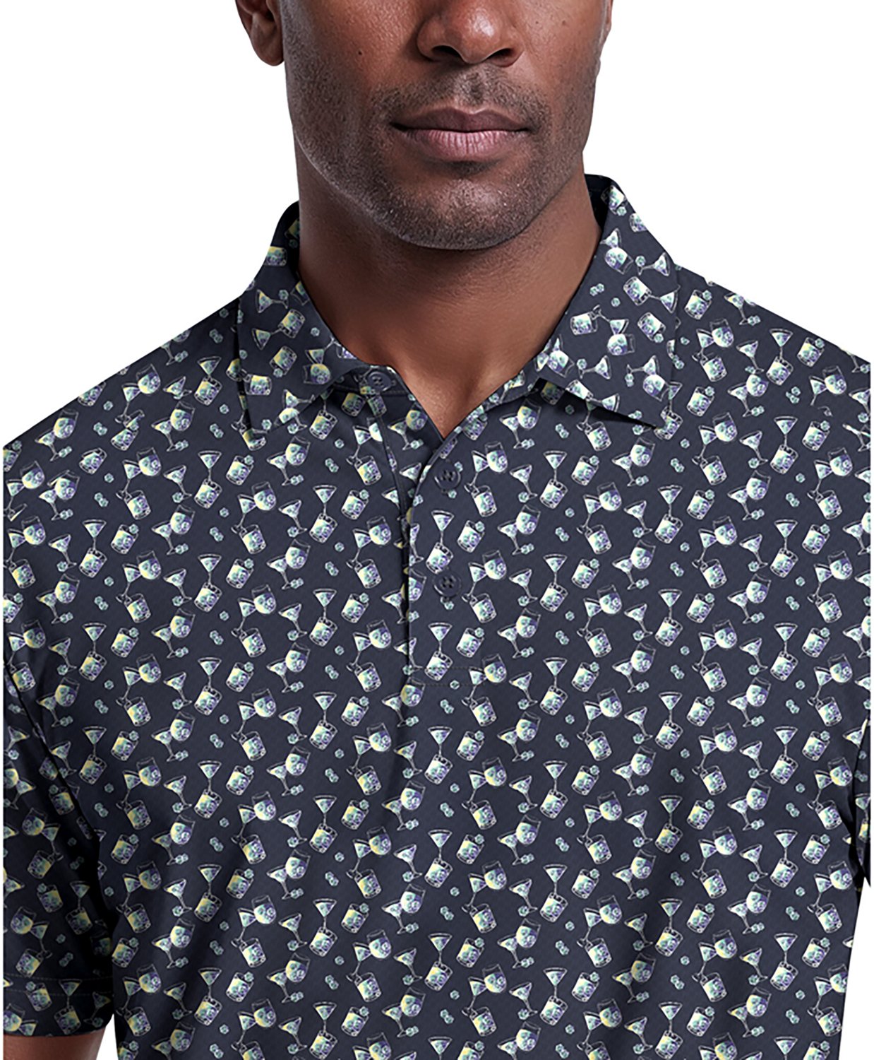 PGA Tour Men's Short Sleeve All Over Ombre Cocktail Printed Polo - view number 3