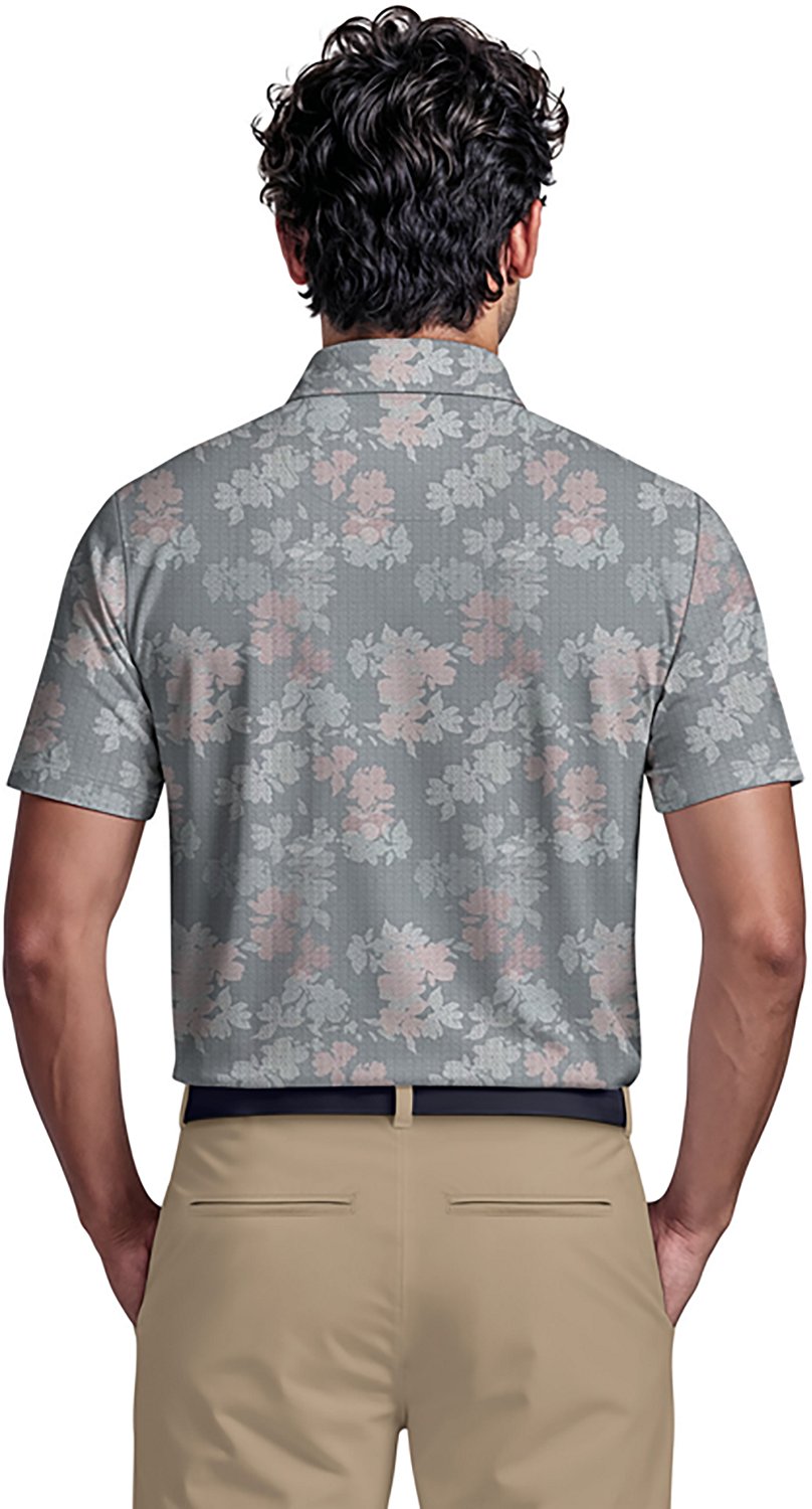 PGA Tour Men's Short Sleeve Geometric Textured Floral Print Polo - view number 2
