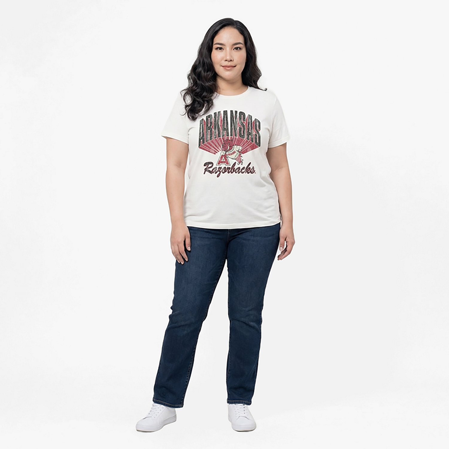 WILDCAT Retro Women's Arkansas Razorbacks Brand Vintage Crop Short Sleeve T-shirt