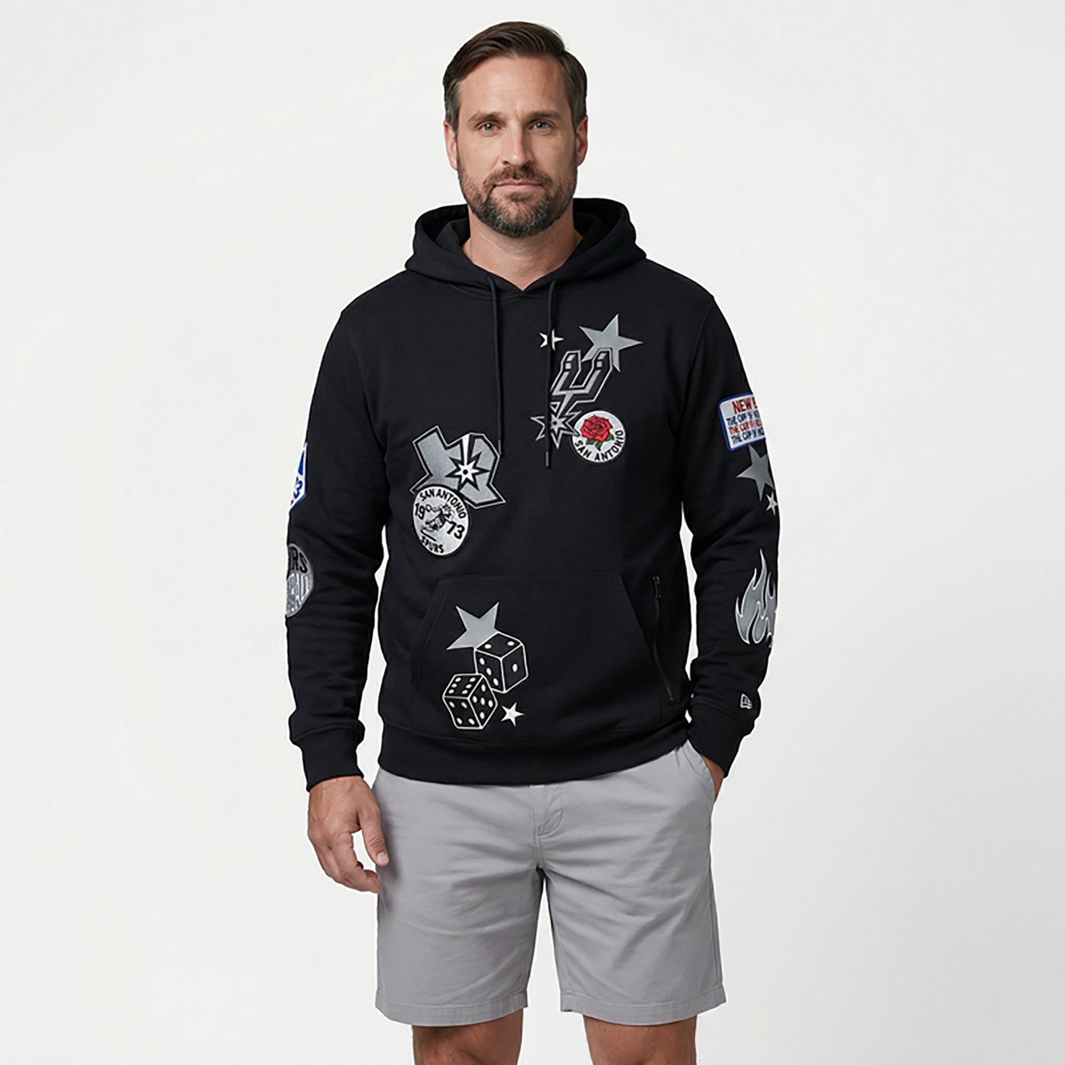 New Era Men's Spurs Oversized Side Zip Pullover Hoodie - view number 4