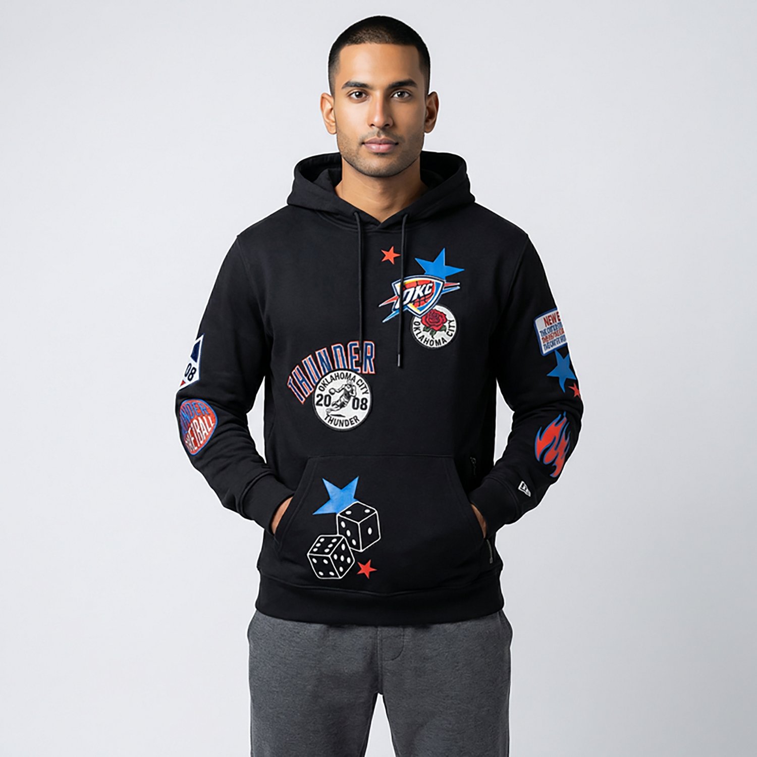 New Era Men's OKC Thunder Oversized Side Zip Pullover Hoodie - view number 4