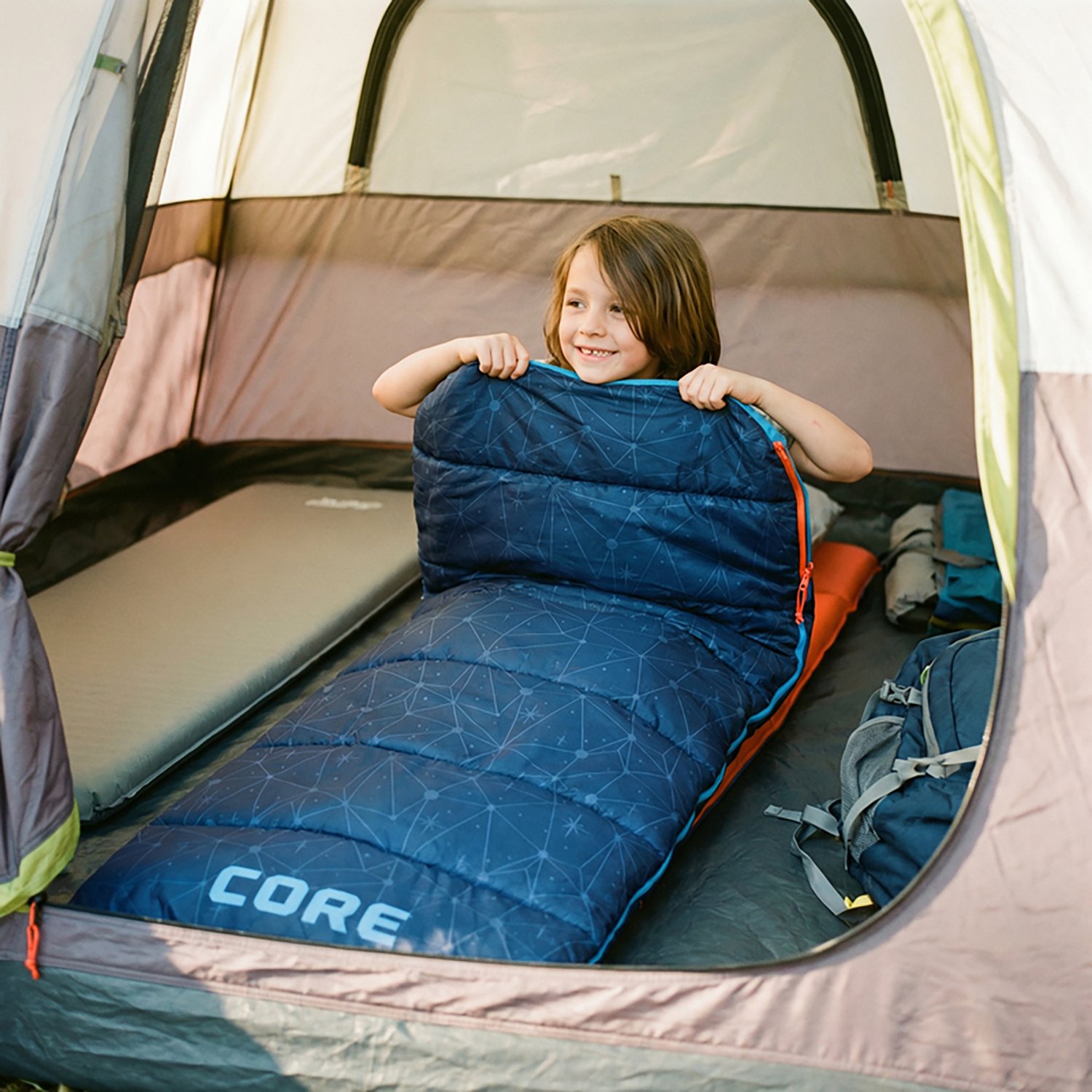 CORE Equipment Kids' Warm Weather 50°F  Rectangle Sleeping Bag - view number 7